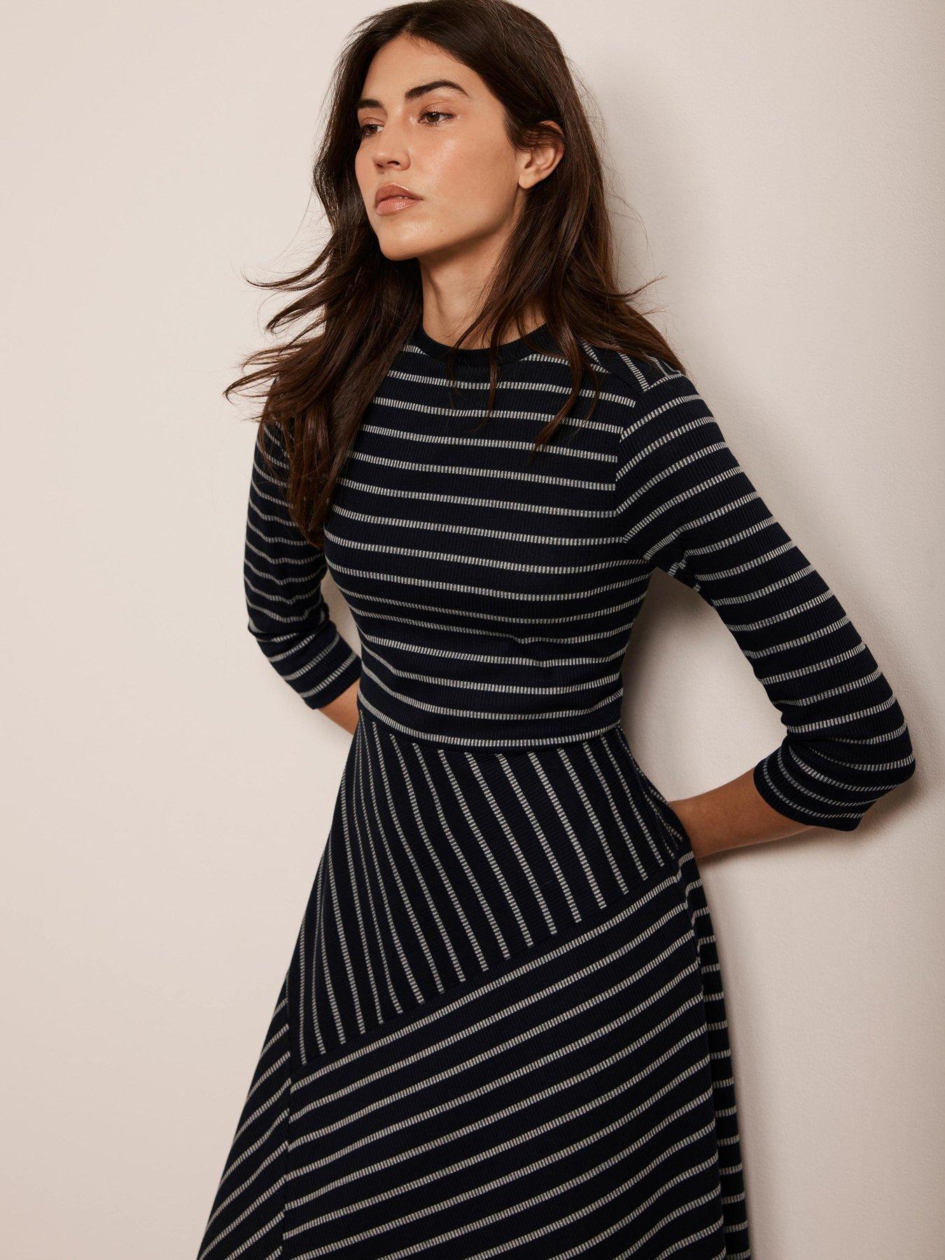Mint Velvet Navy Stripe Jersey Midi Dress - Blue | Very Ireland