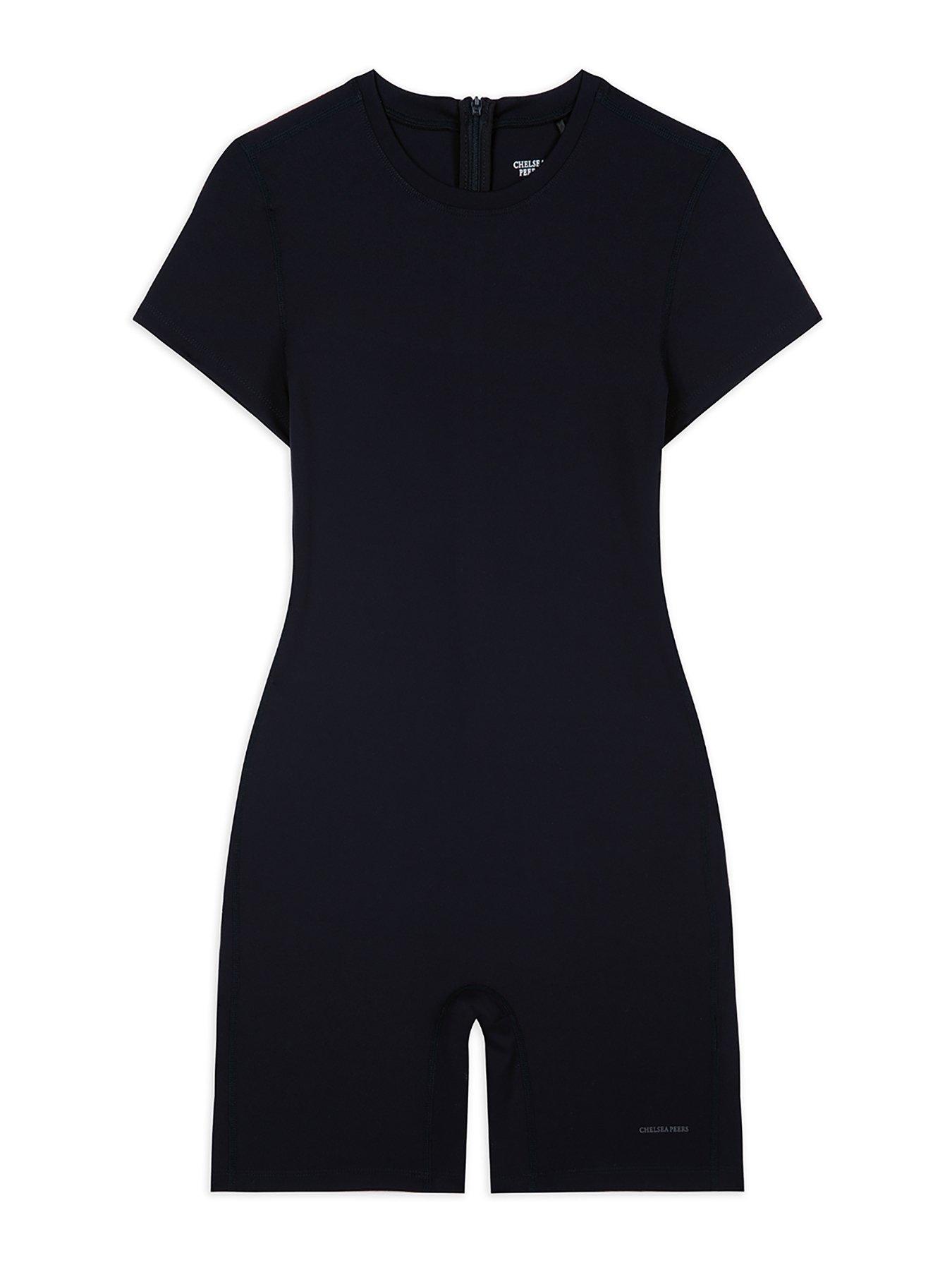 CHELSEA PEERS Short Unitard In Butter Fabric - Plain Black