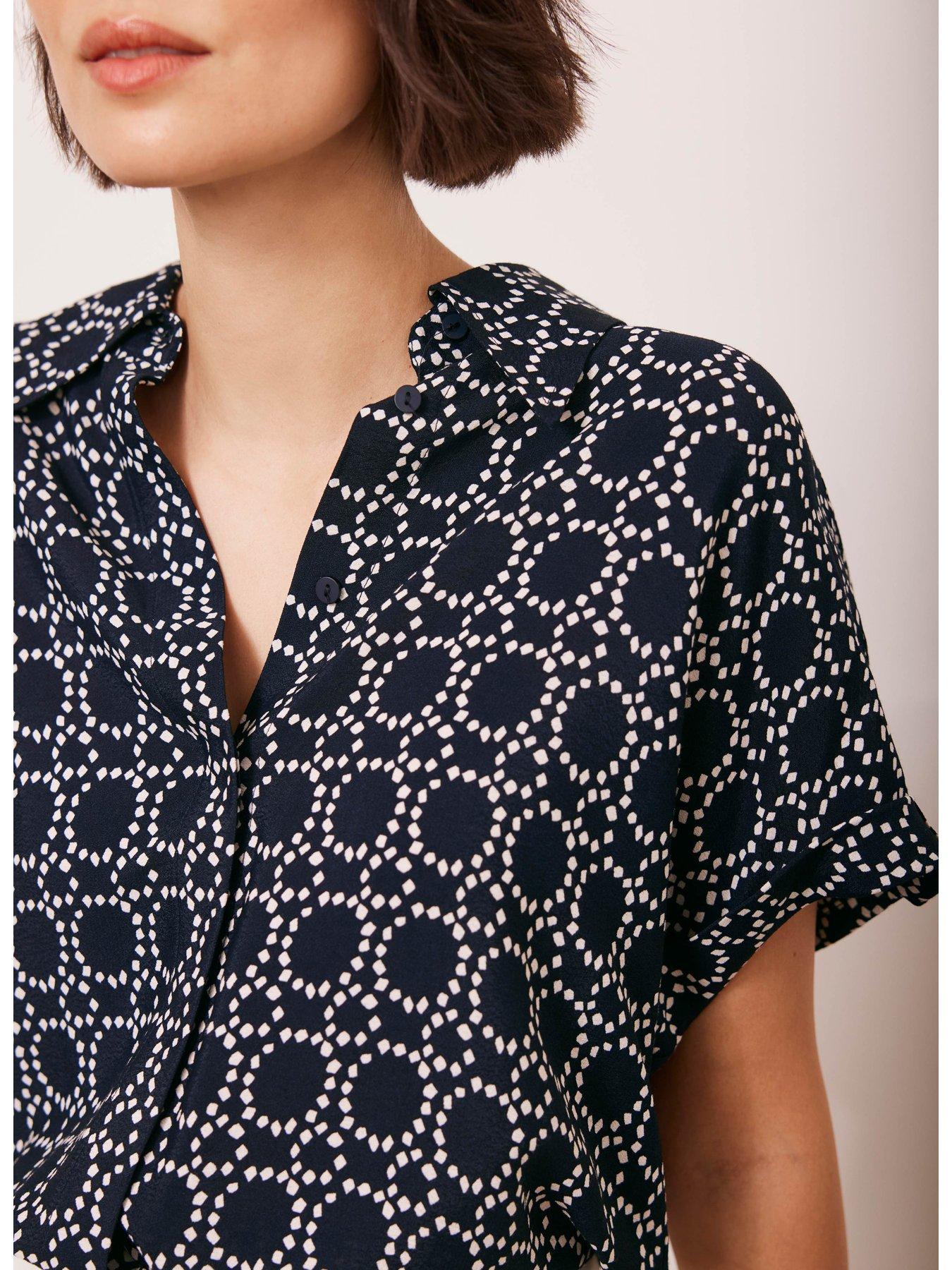 Image 2 of 3 of Mint Velvet Print Resort Shirt - Navy