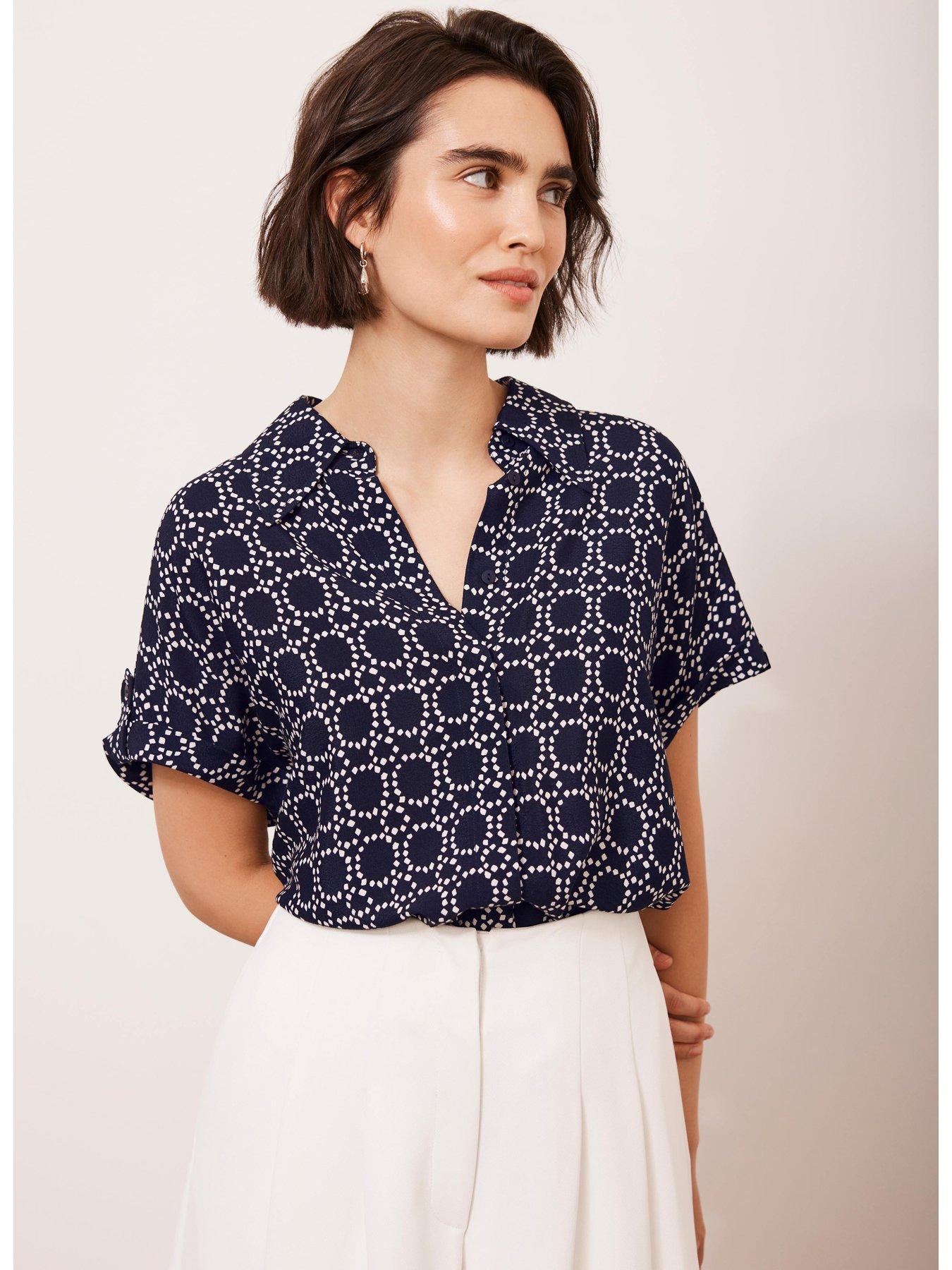Image 3 of 3 of Mint Velvet Print Resort Shirt - Navy