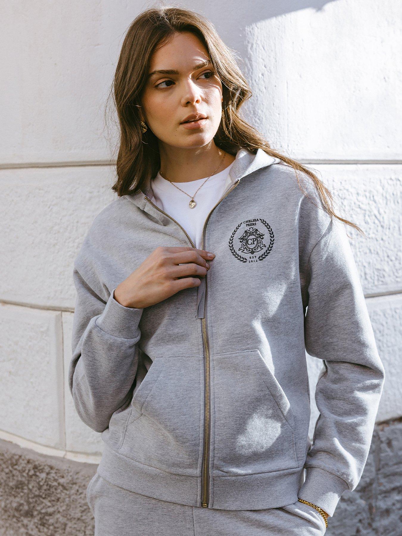 Image 1 of 3 of CHELSEA PEERS Zip Through Hoodie Sweatshirt - Grey