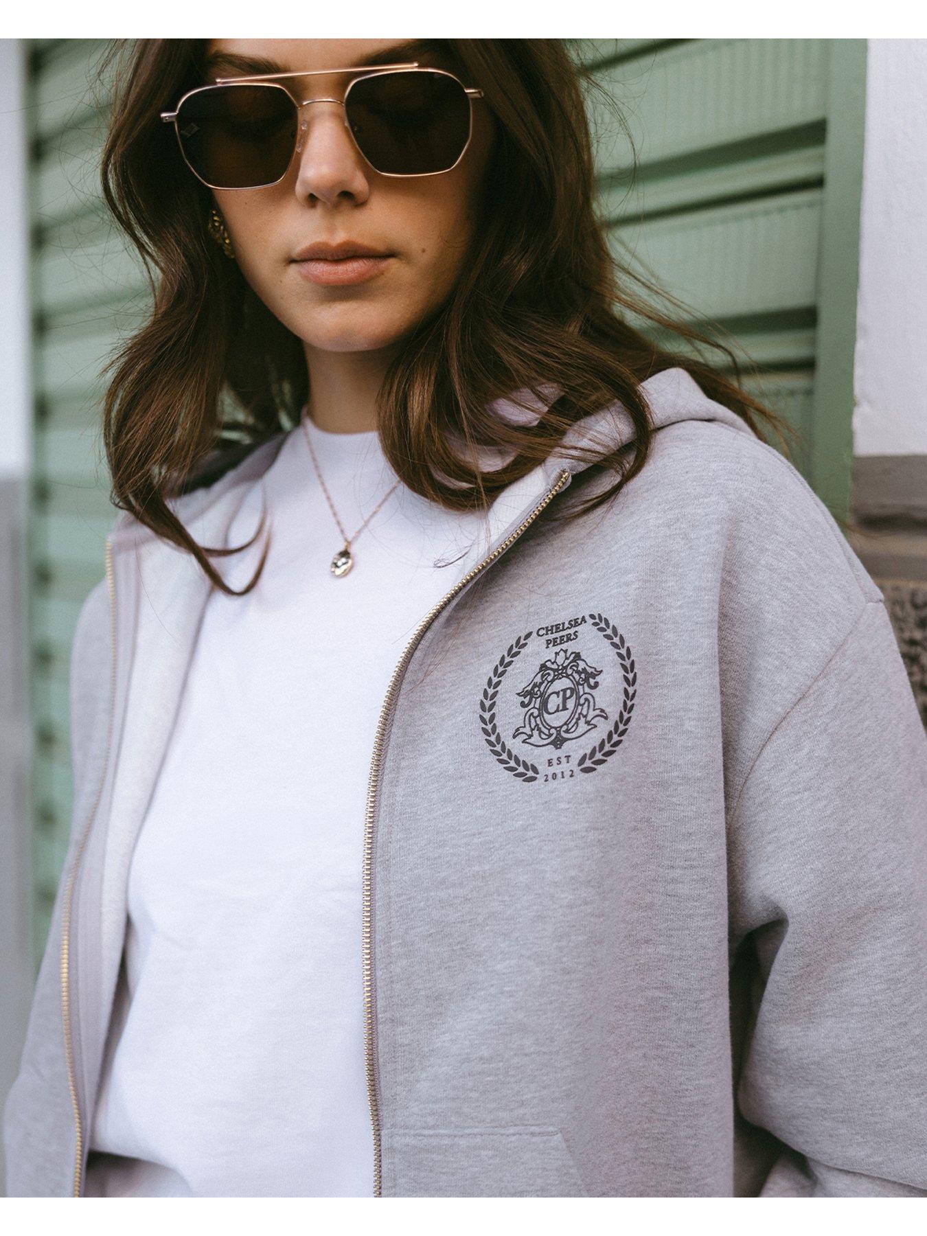 Image 3 of 3 of CHELSEA PEERS Zip Through Hoodie Sweatshirt - Grey