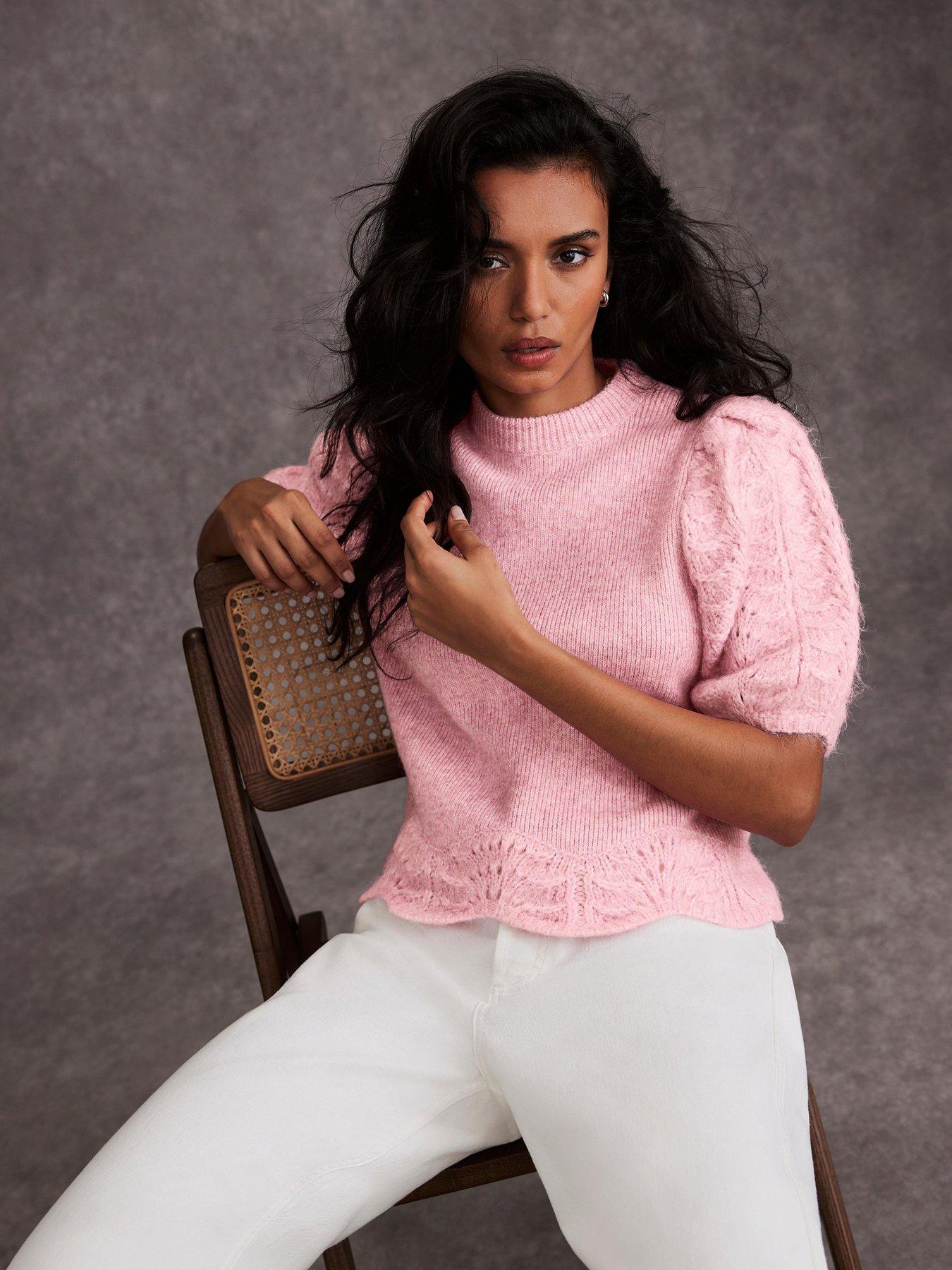 mint-velvet-stitch-sleeve-knit-top-pink