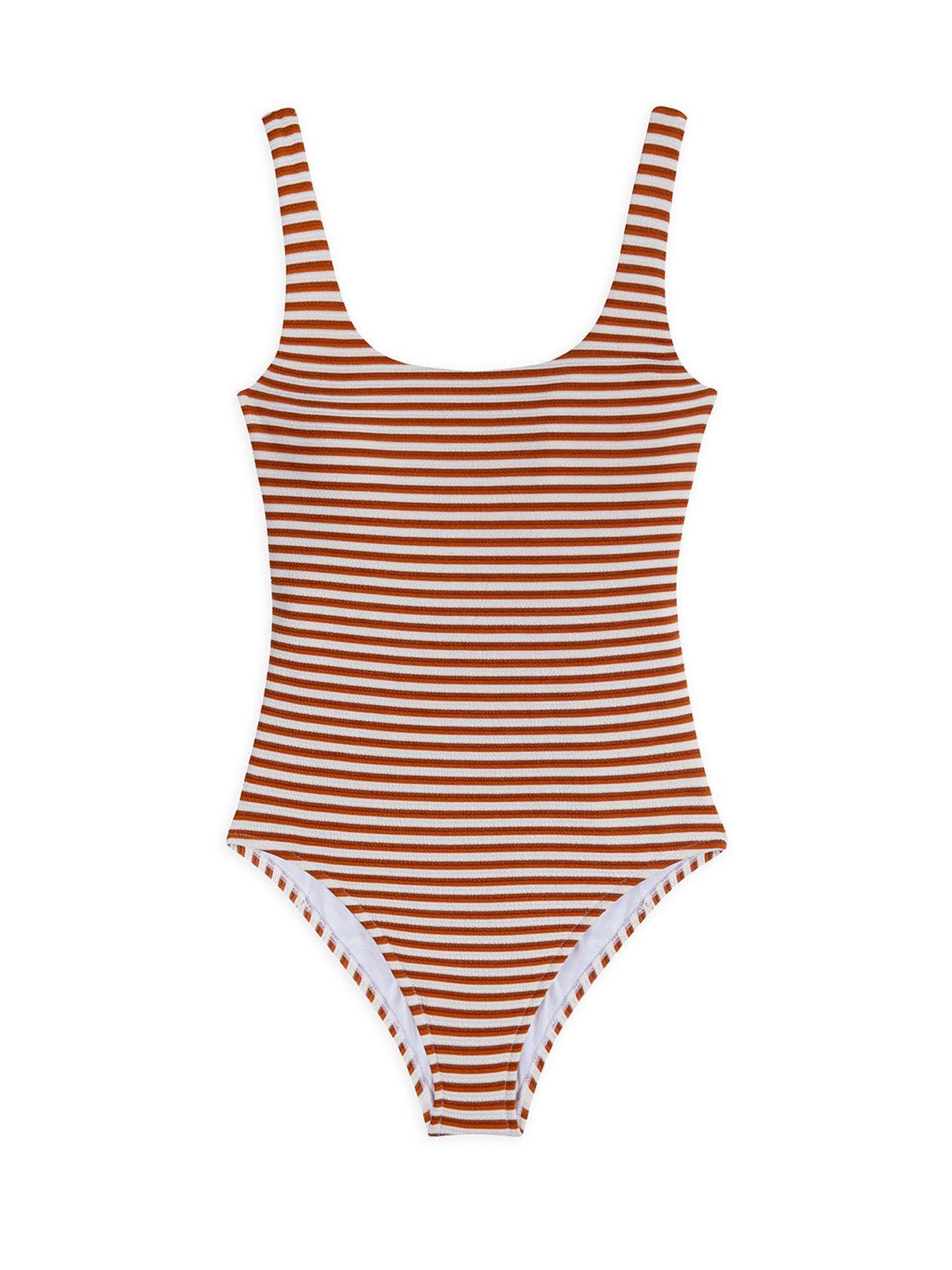 chelsea-peers-chelsea-peers-stripe-swimsuit-in-multi-rib-rust-orange-amp-off-whiteoutfit