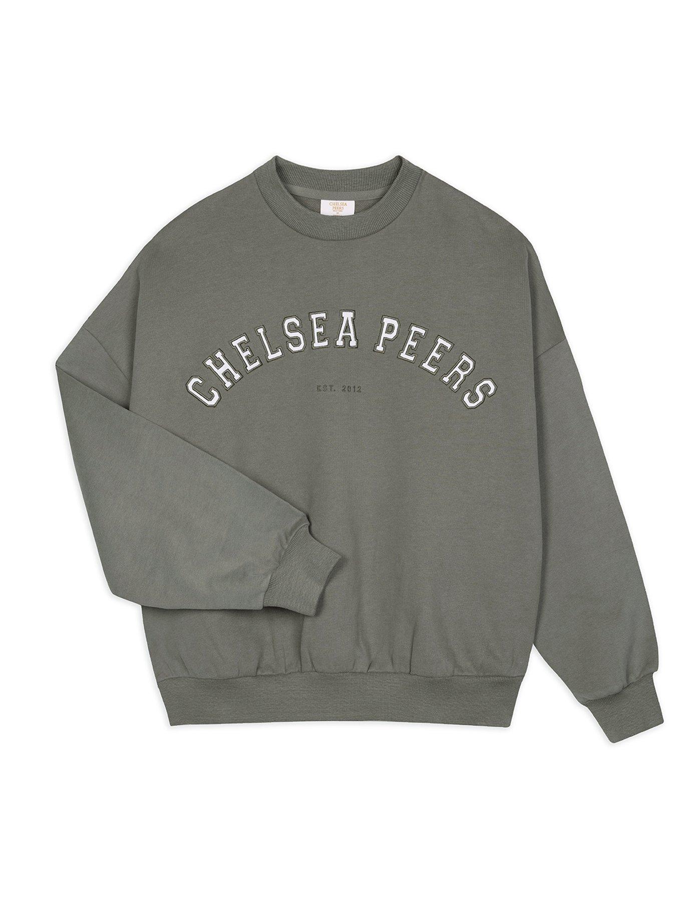 Image 2 of 3 of CHELSEA PEERS Branded Crew Neck Sweatshirt - Khaki