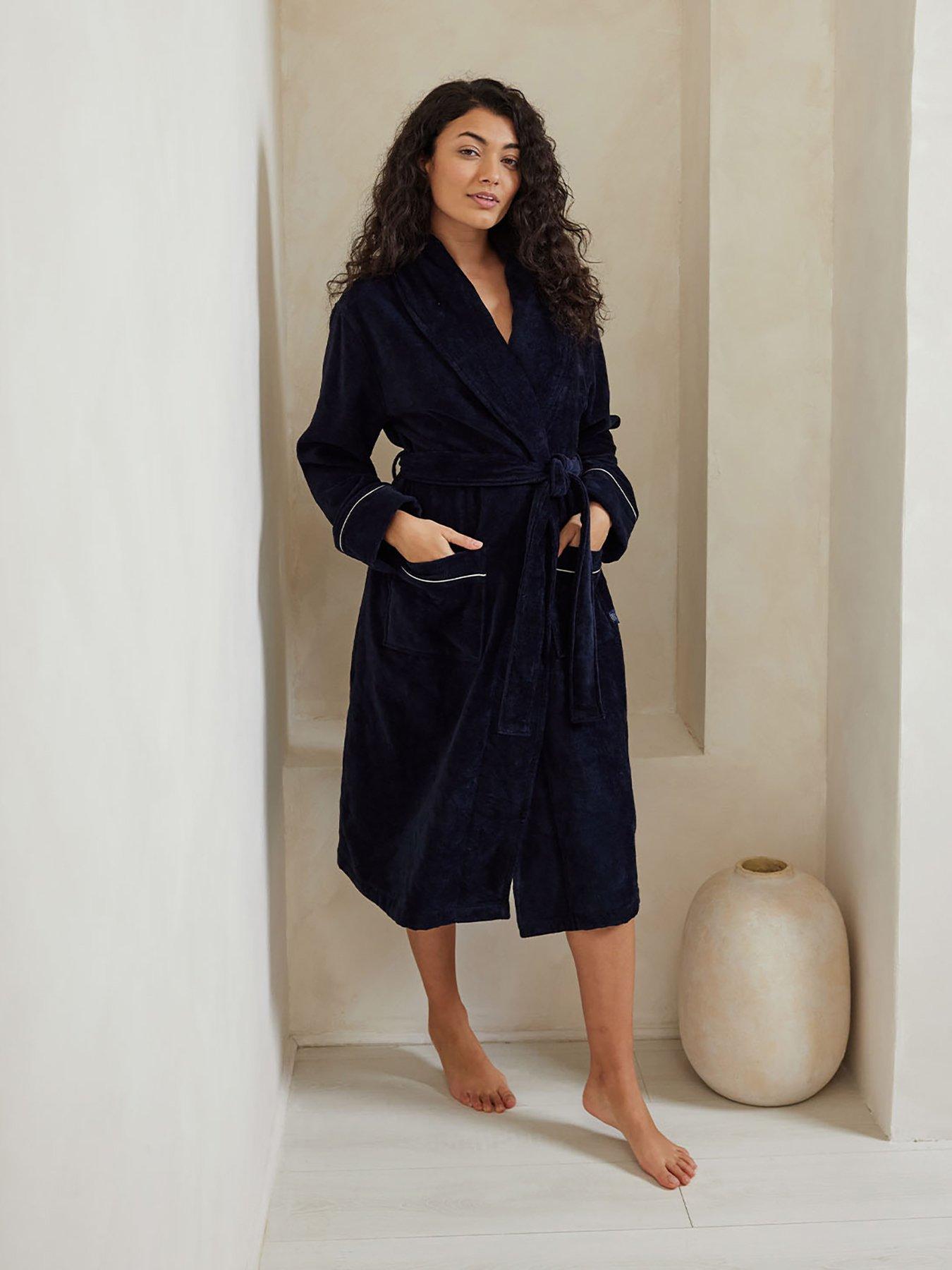 Image 1 of 5 of CHELSEA PEERS Shawl Collar Towelling Robe - Navy