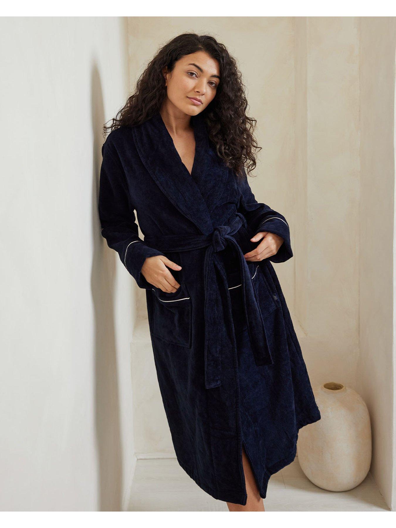 Image 2 of 5 of CHELSEA PEERS Shawl Collar Towelling Robe - Navy