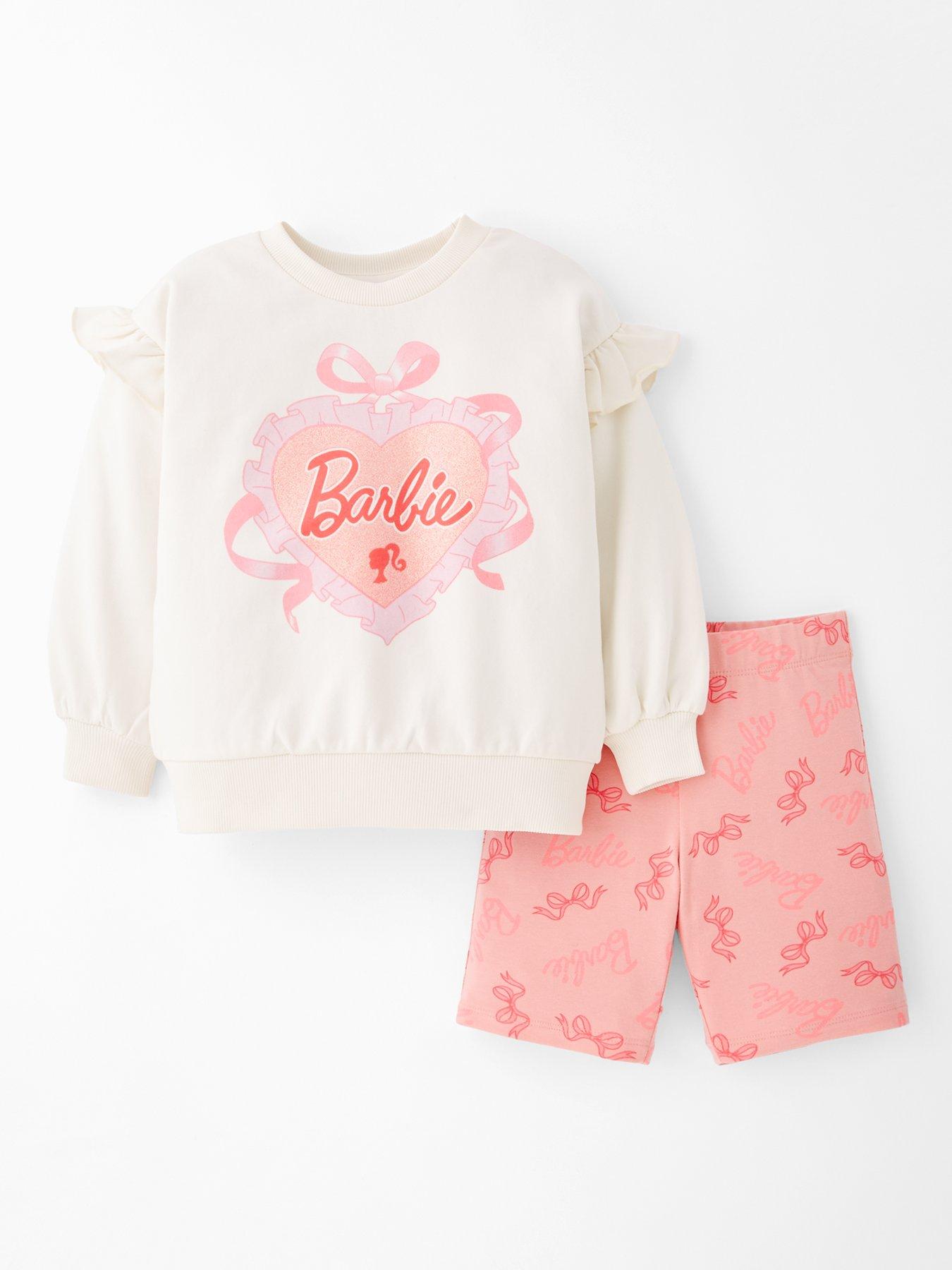 barbie-2-piece-frill-sleeve-sweat-and-cycling-short-set-pink