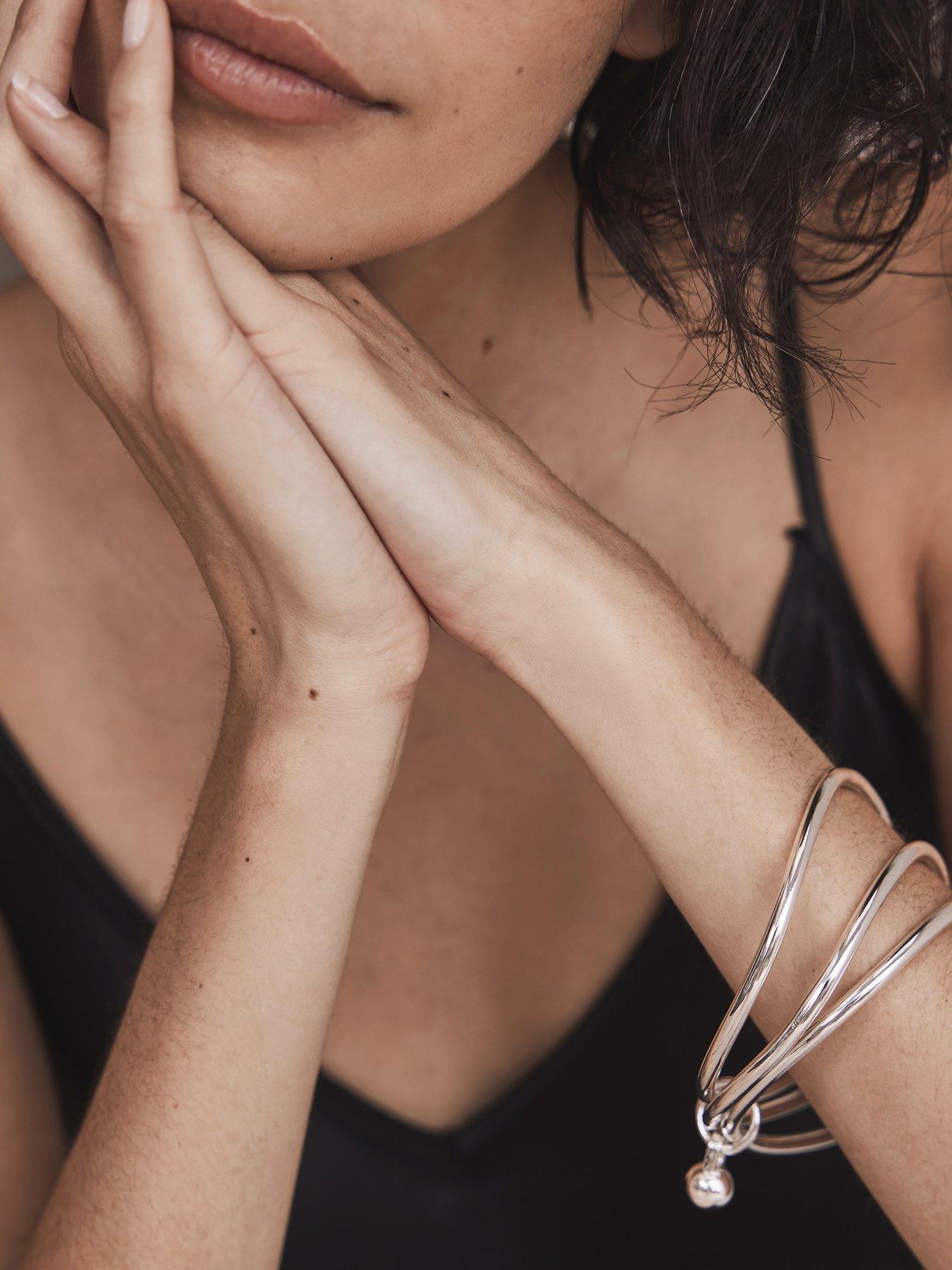 Image 2 of 5 of Mint Velvet Silver Tone Triple Bangle - Silver