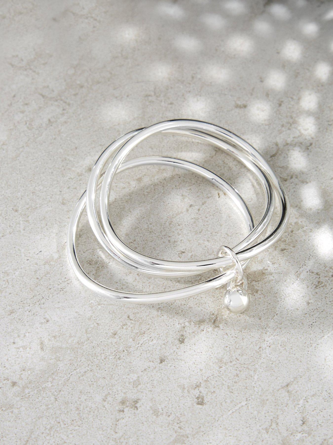 Image 4 of 5 of Mint Velvet Silver Tone Triple Bangle - Silver