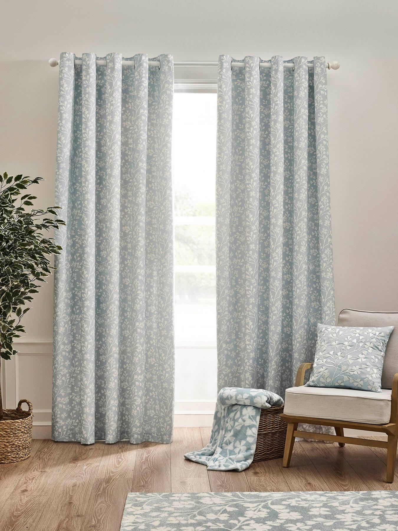 Catherine Lansfield Brooke Floral Pencil Pleat Curtains- 46x72"
