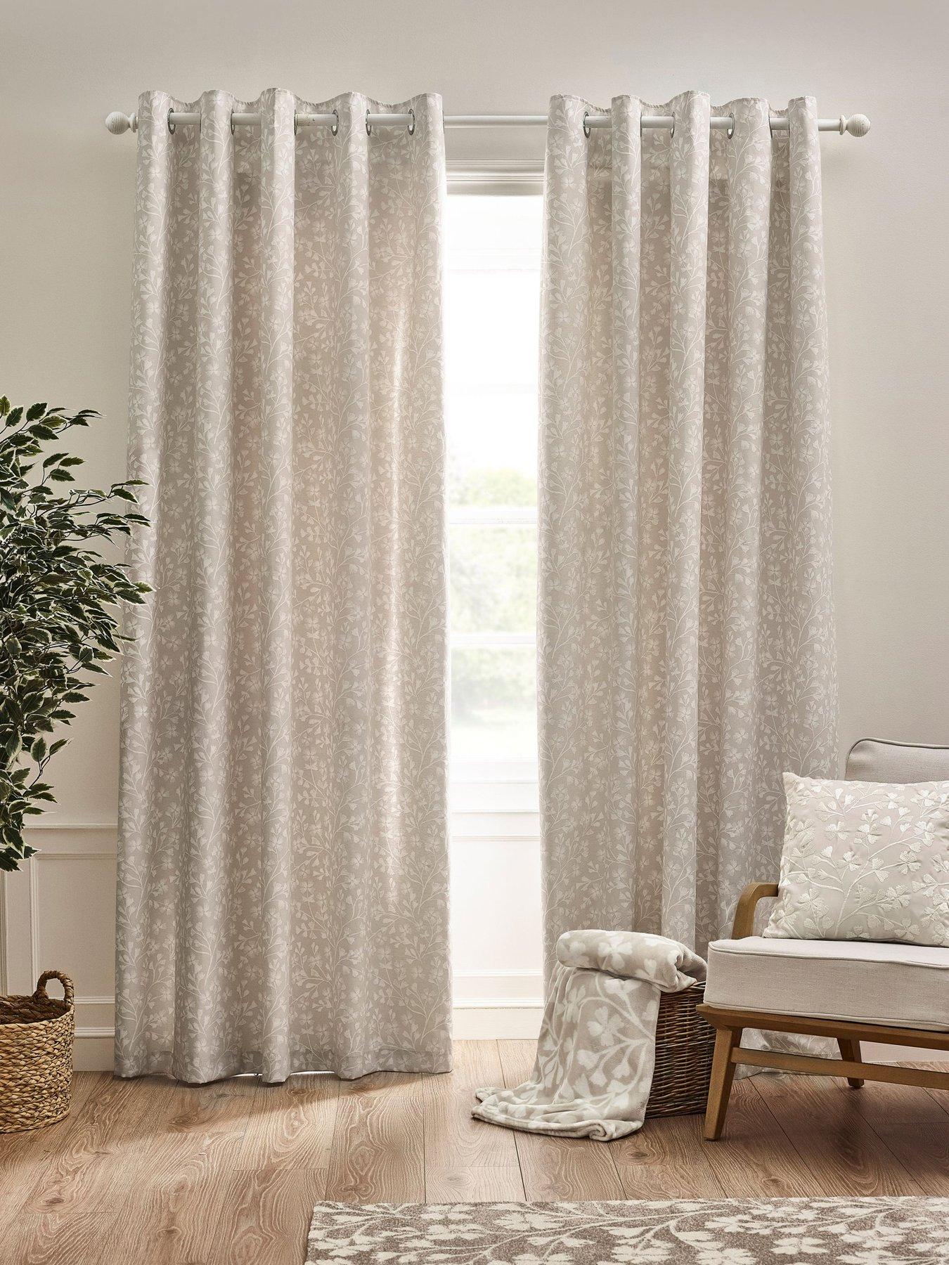 Image 1 of 4 of Catherine Lansfield Brooke Floral Eyelet Curtains