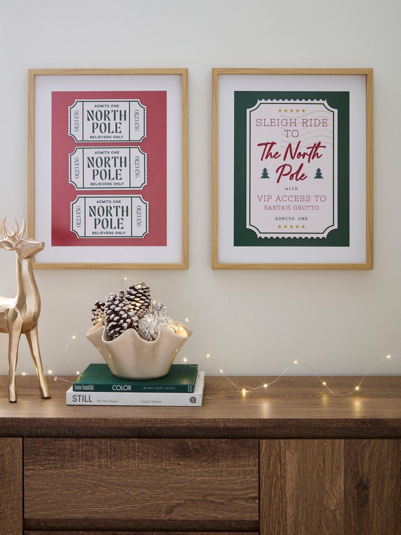 The Very Collection Set Of 2 North Pole Ticket Wall Art - Fsc Certified in Green/Red