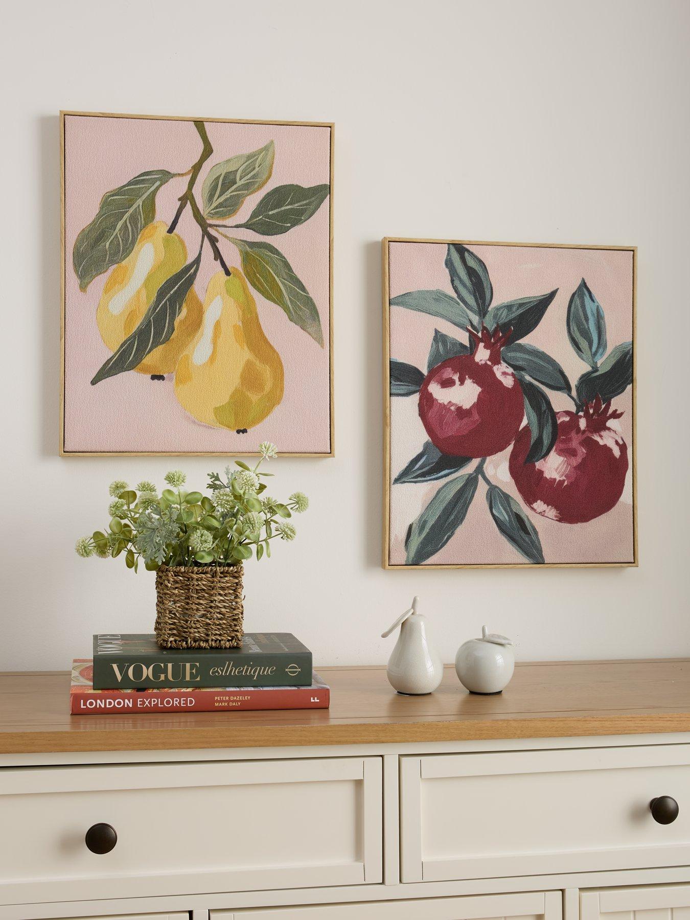 Very Home Set Of 2 Fruit Print On Textured Canvas - FSC® Certified