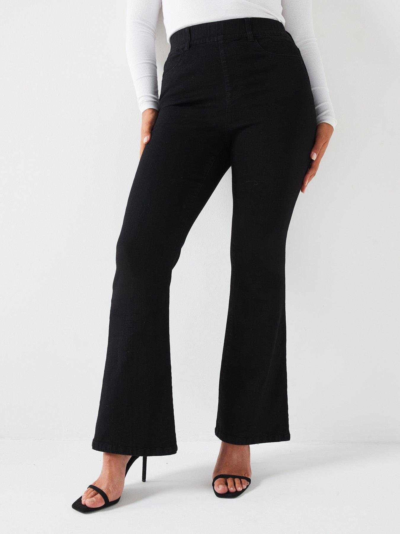 V by Very Curve Pull On Stretch Bootcut Jean - Black
