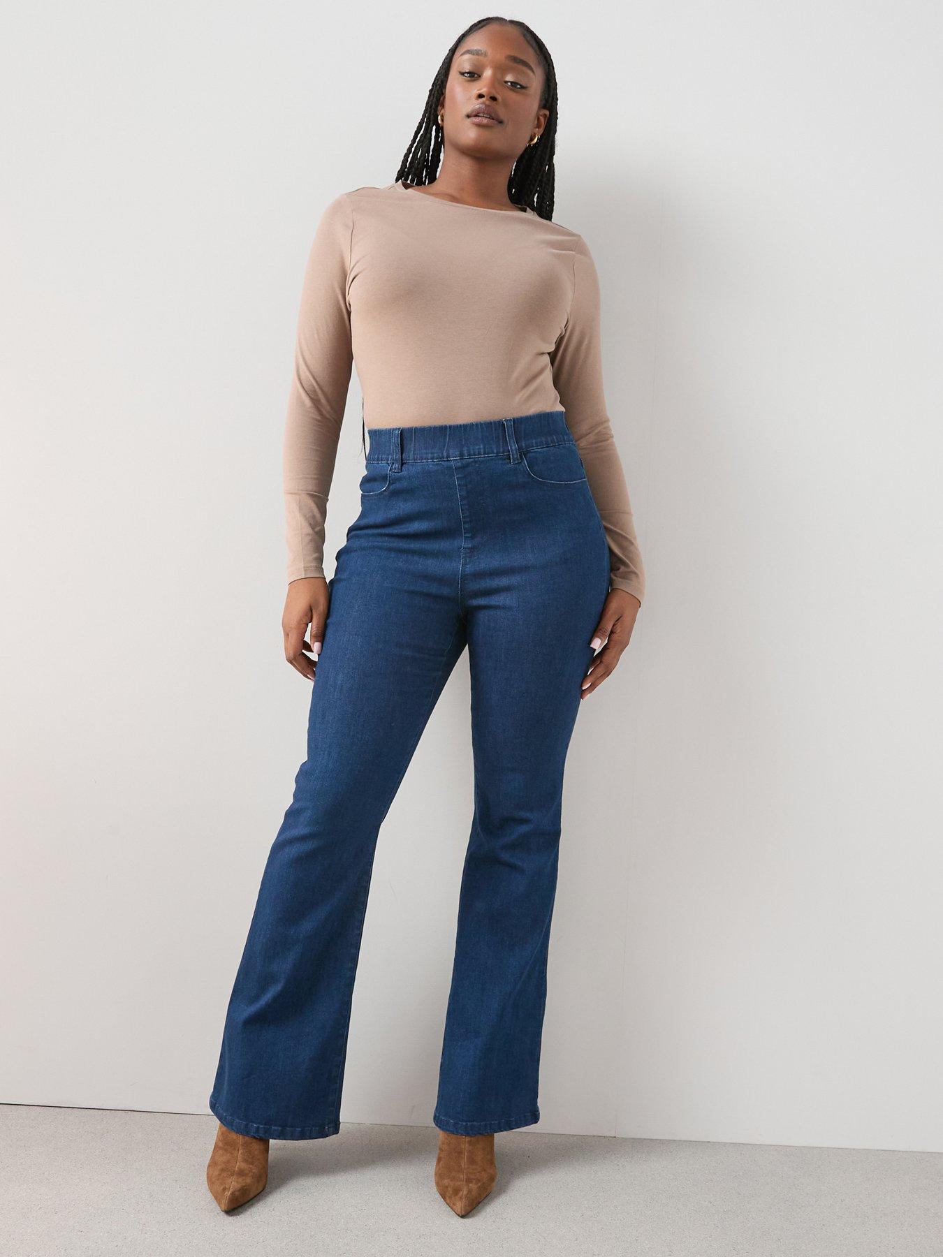 Image 1 of 6 of The Very Collection Curve Pull On Stretch Bootcut Jean - Blue
