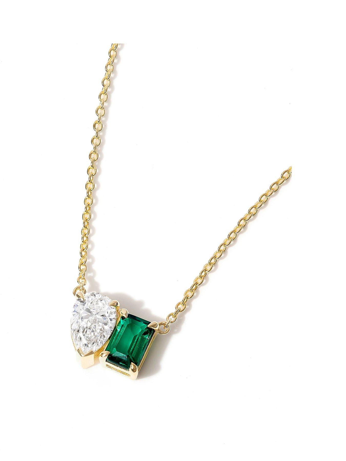 created-brilliance-elise-9ct-yellow-gold-075ct-lab-grown-diamond-and-created-emerald-toi-et-moi-necklace-182-inches