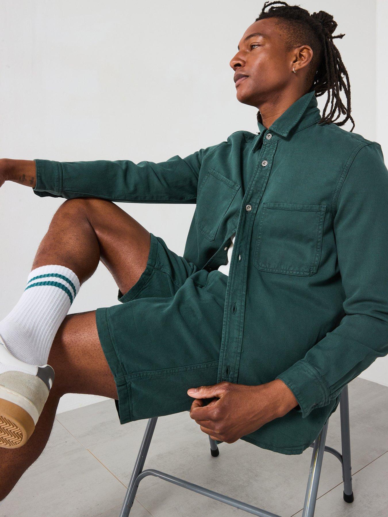 Image 1 of 6 of Mango Jay Twill Casual Overshirt - Dark Green