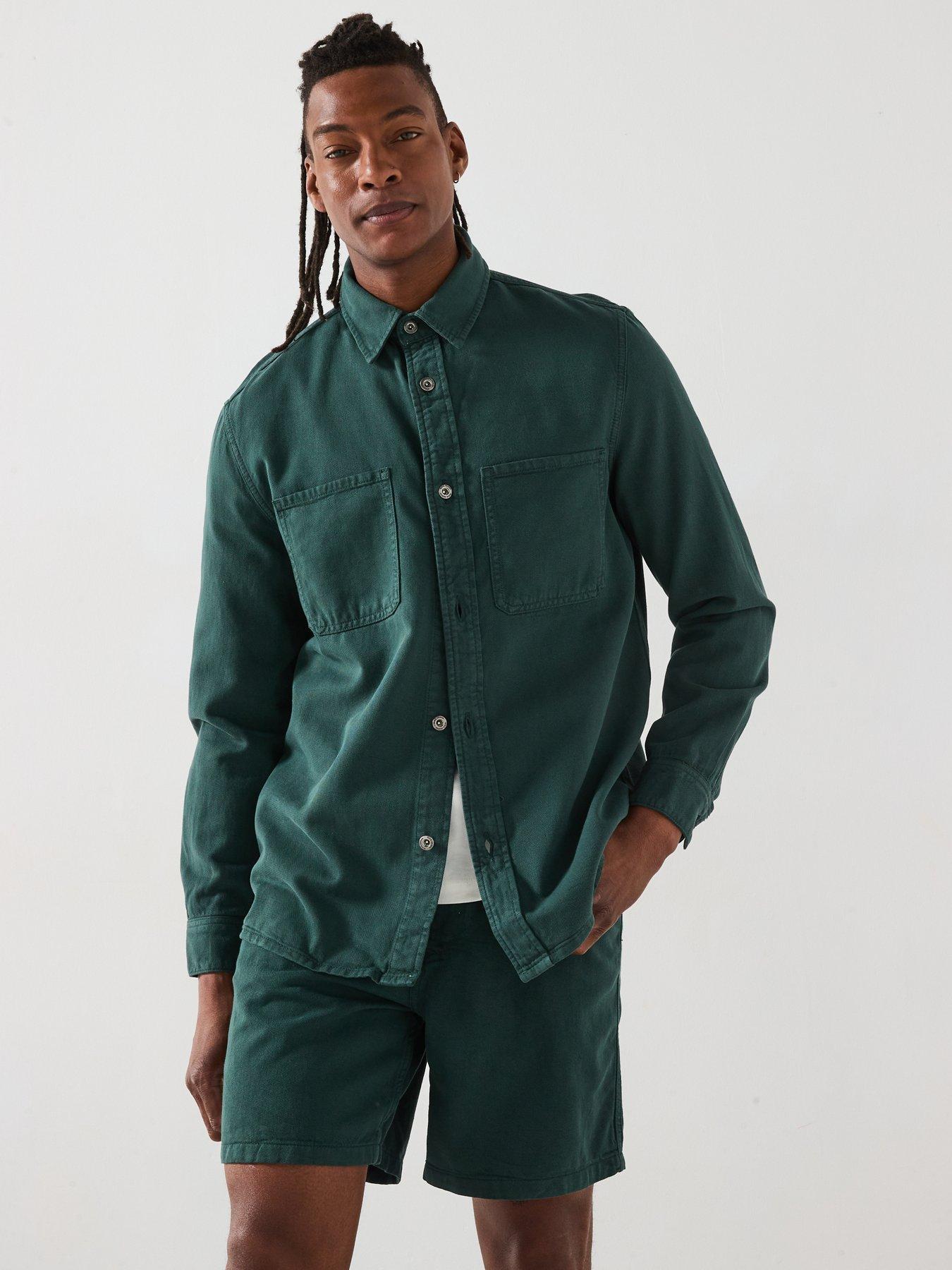 Image 5 of 6 of Mango Jay Twill Casual Overshirt - Dark Green