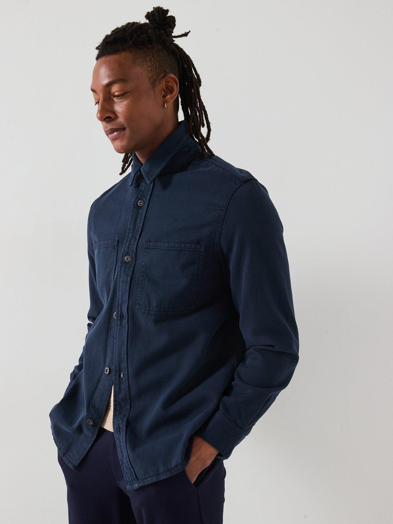 Image of Mango Jay Twill Casual Overshirt - Navy