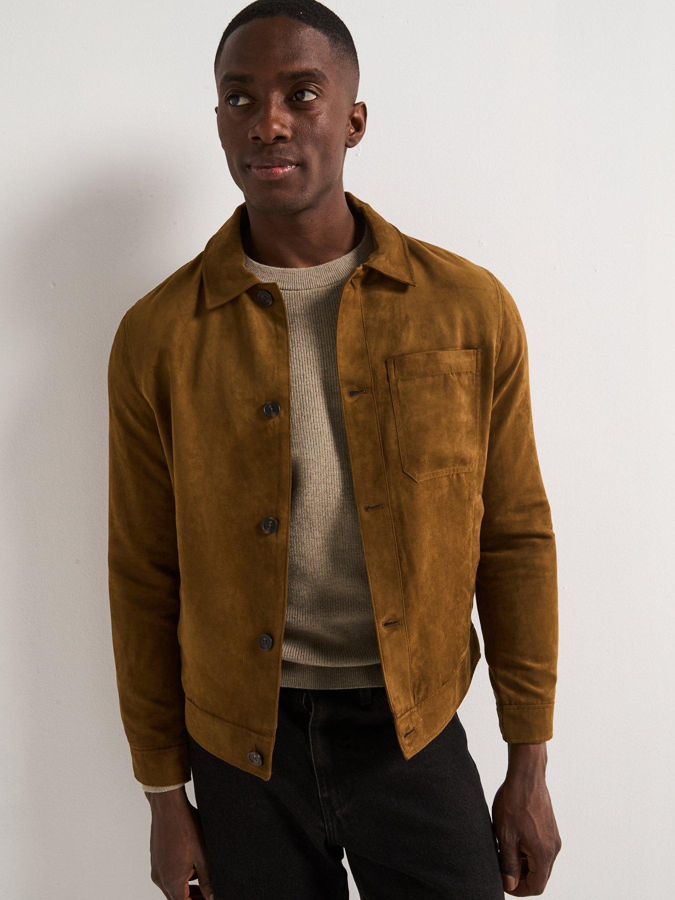 Image 1 of 5 of Mango Remie Faux Suede Jacket - Cognac