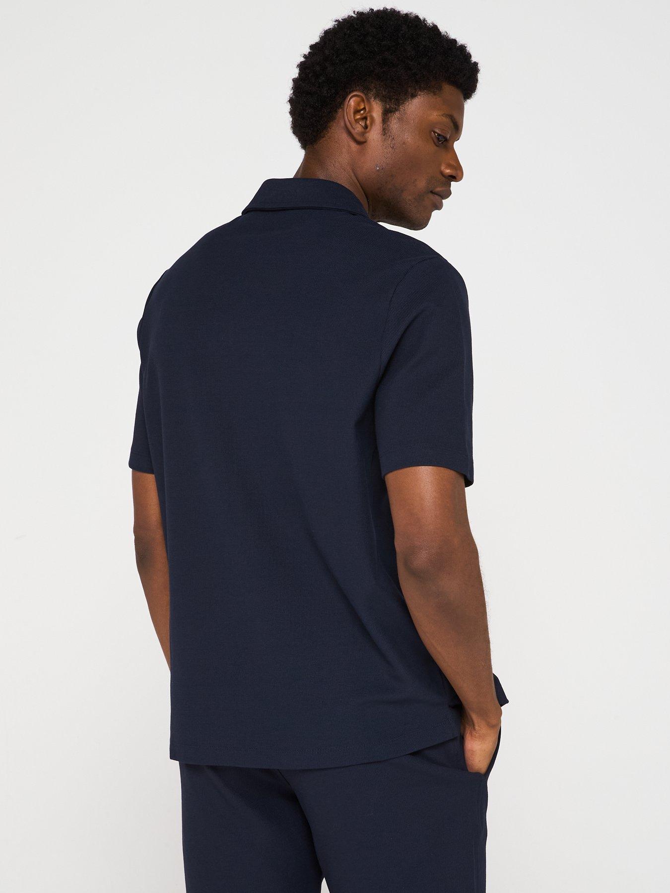 Image 2 of 6 of Mango Perec Casual Textured Button Through Jersey Shirt - Navy