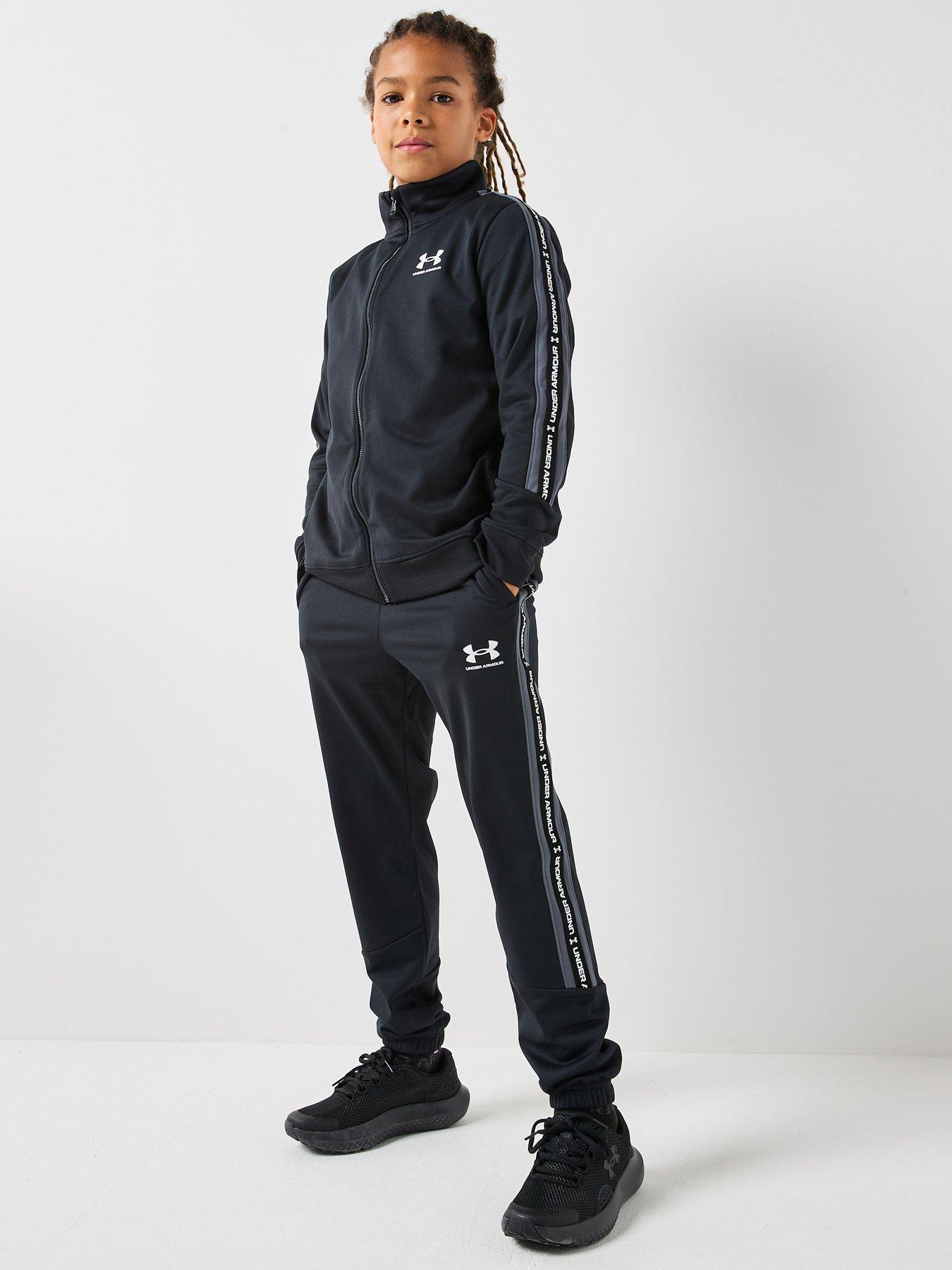 Image 1 of 6 of UNDER ARMOUR Junior Boys Icon Knit Tracksuit - Black - Black / Castlerock / White