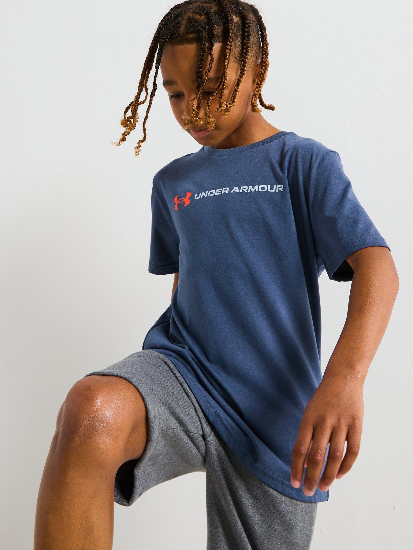 Image 1 of 6 of UNDER ARMOUR Junior Boys Logo Wordmark T-Shirt - Grey