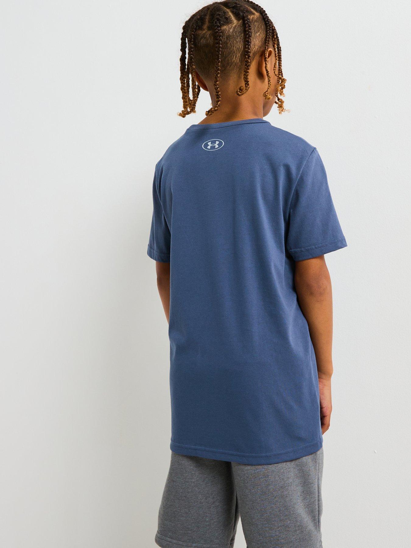 Image 2 of 6 of UNDER ARMOUR Junior Boys Logo Wordmark T-Shirt - Grey
