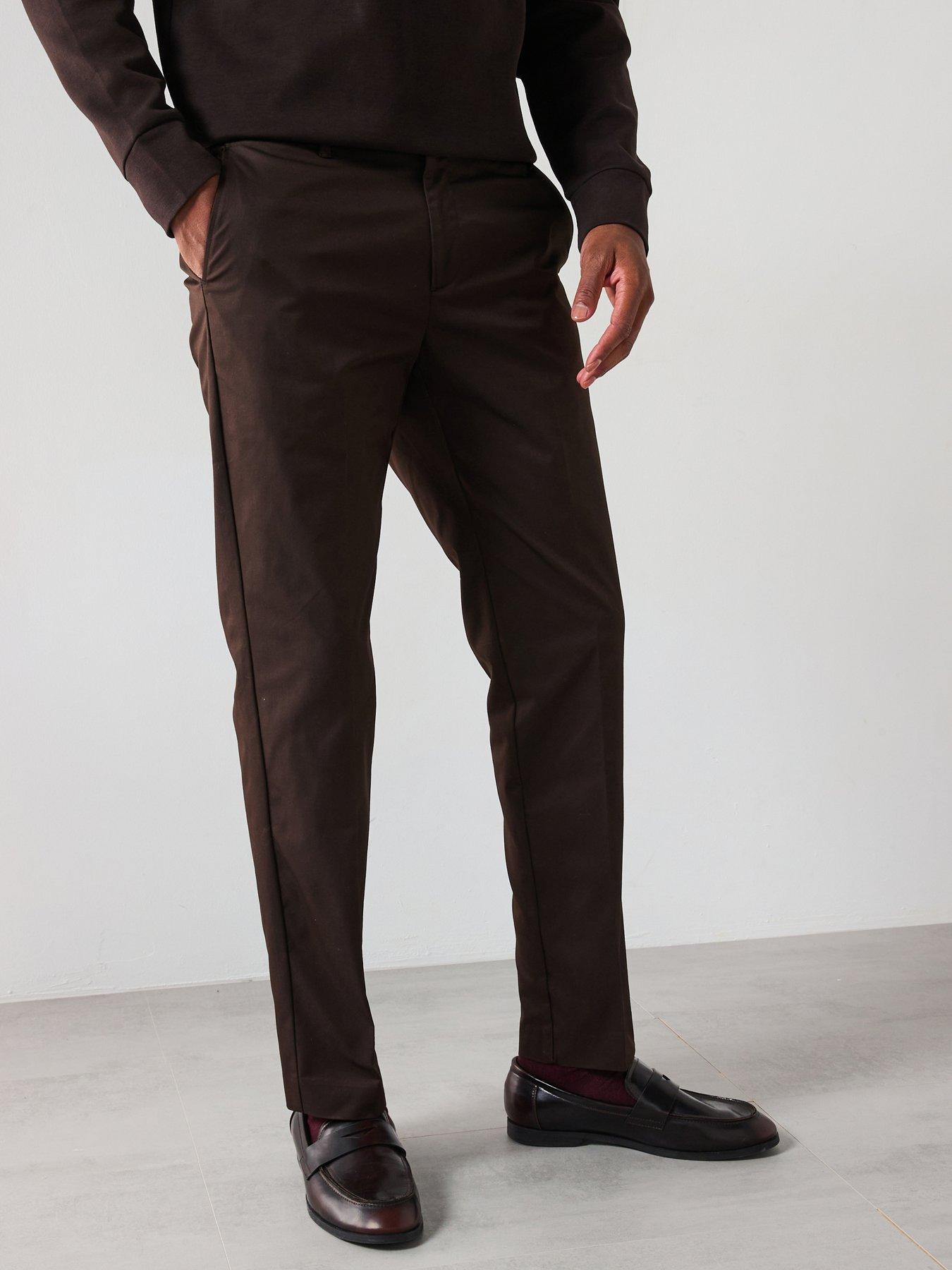 Mango Dublino Essentials Chino Casual Trousers - Dark Brown
