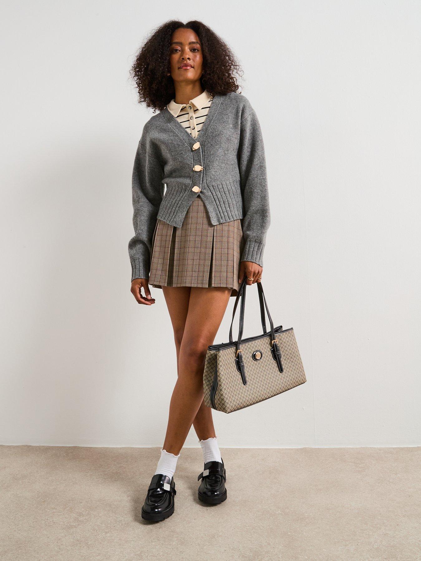 Image 3 of 6 of V by Very Style Yarn Cinched Waist Cardigan With Wool - Grey