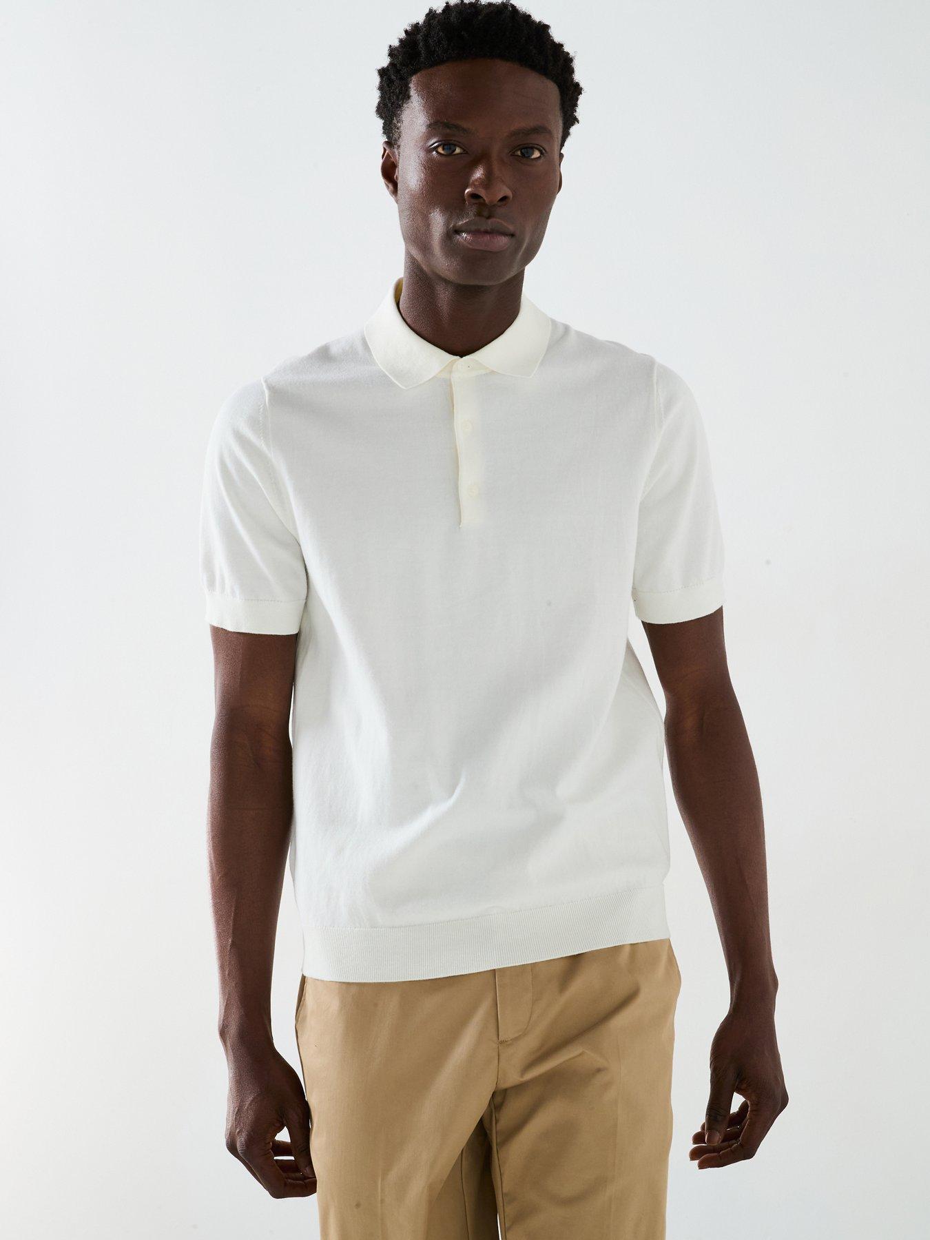 Image 1 of 6 of Mango Arranona Short Sleeve Knitted Polo Shirt - Beige