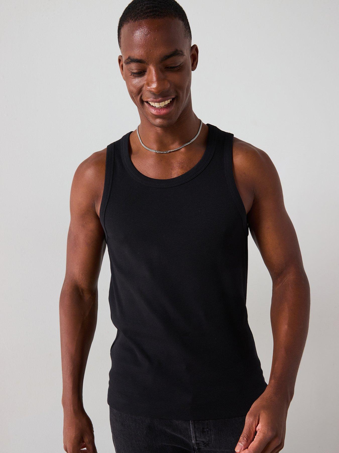 Image 1 of 6 of Mango Delta Casual Ribbed Vest - Black