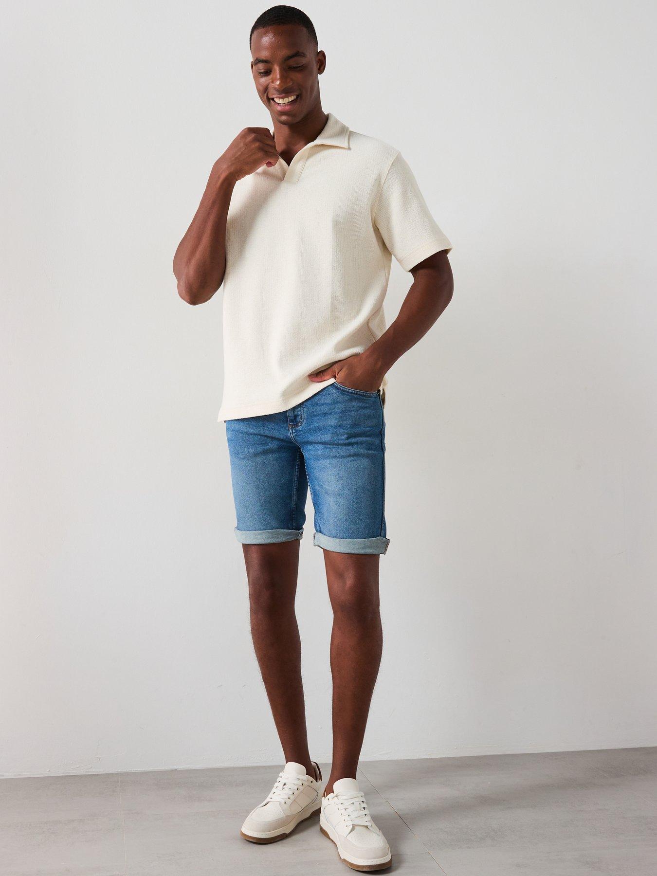 Image 5 of 5 of Mango Rock Bermuda Denim Regular Fit Shorts - Blue