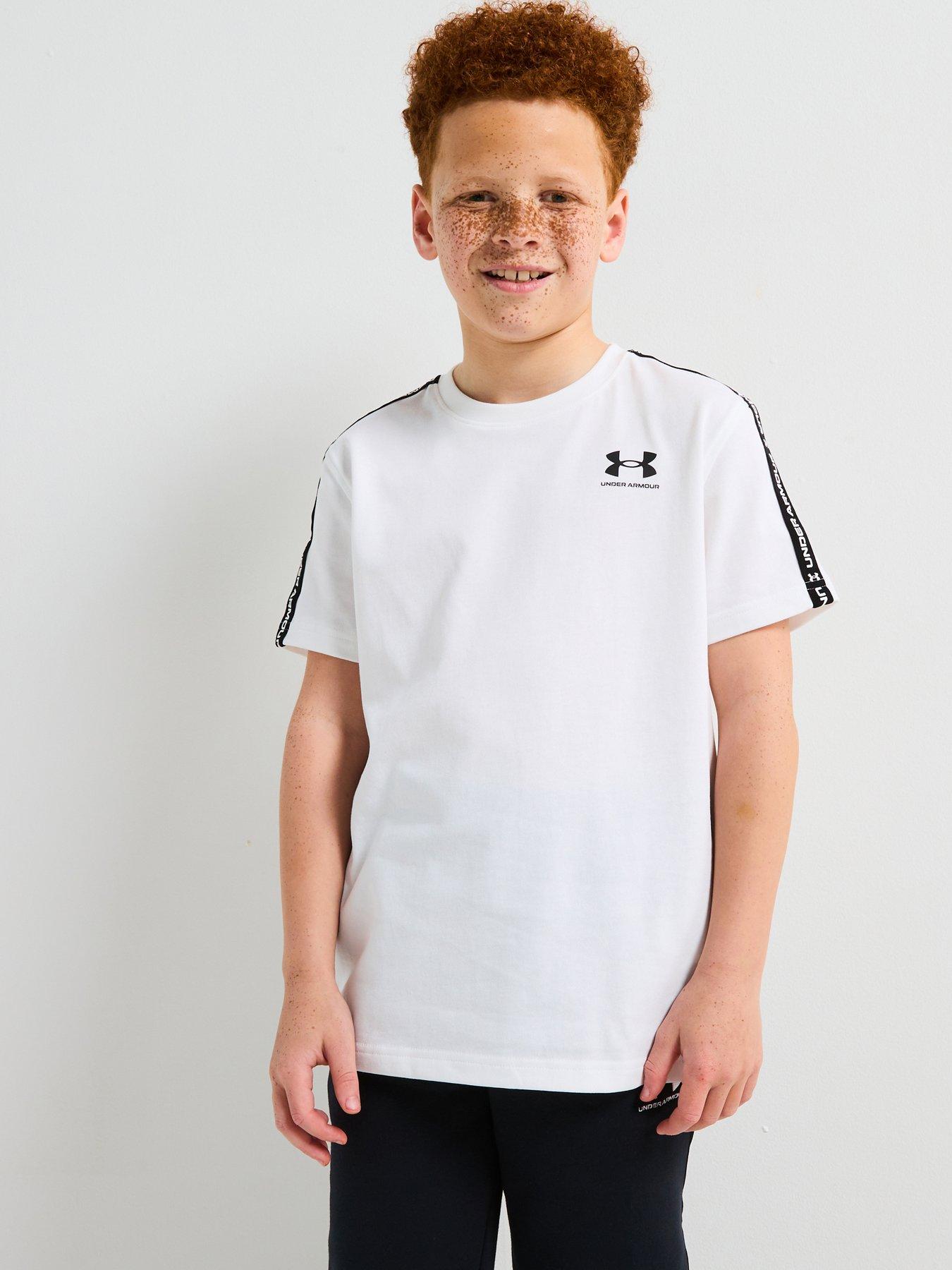 Image of UNDER ARMOUR Junior Boys Icon Taped T-Shirt - White