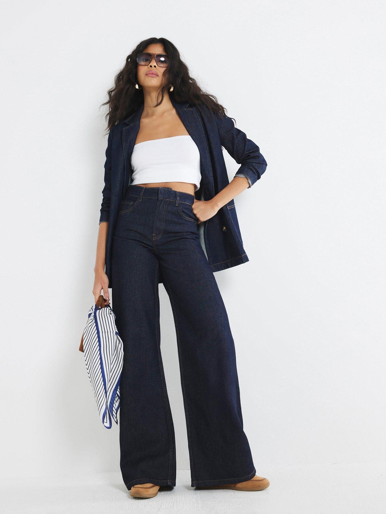 Image of River Island Baggy Wide Leg Jeans - Blue