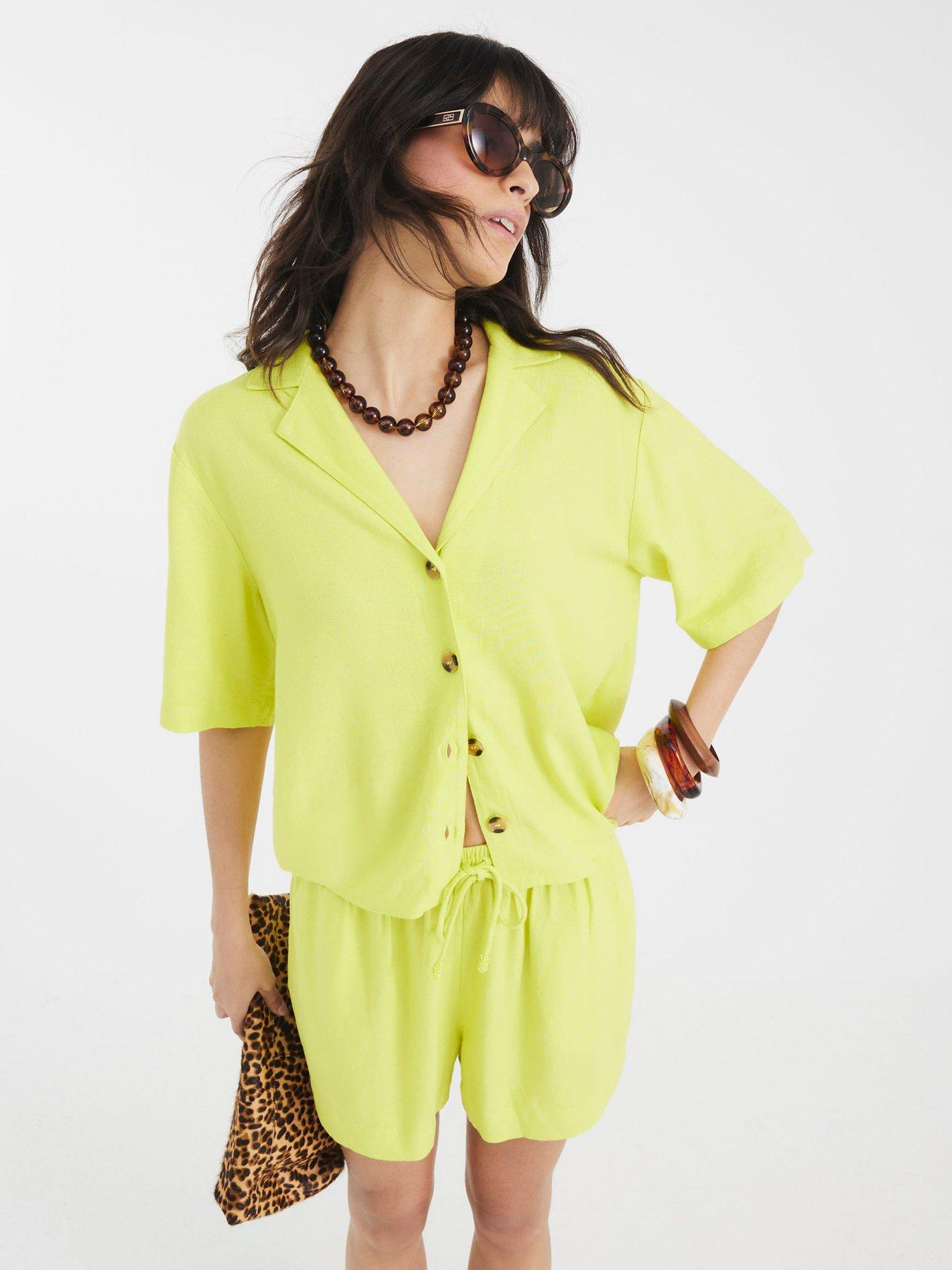Image of River Island Boxy Linen Shirt - Yellow