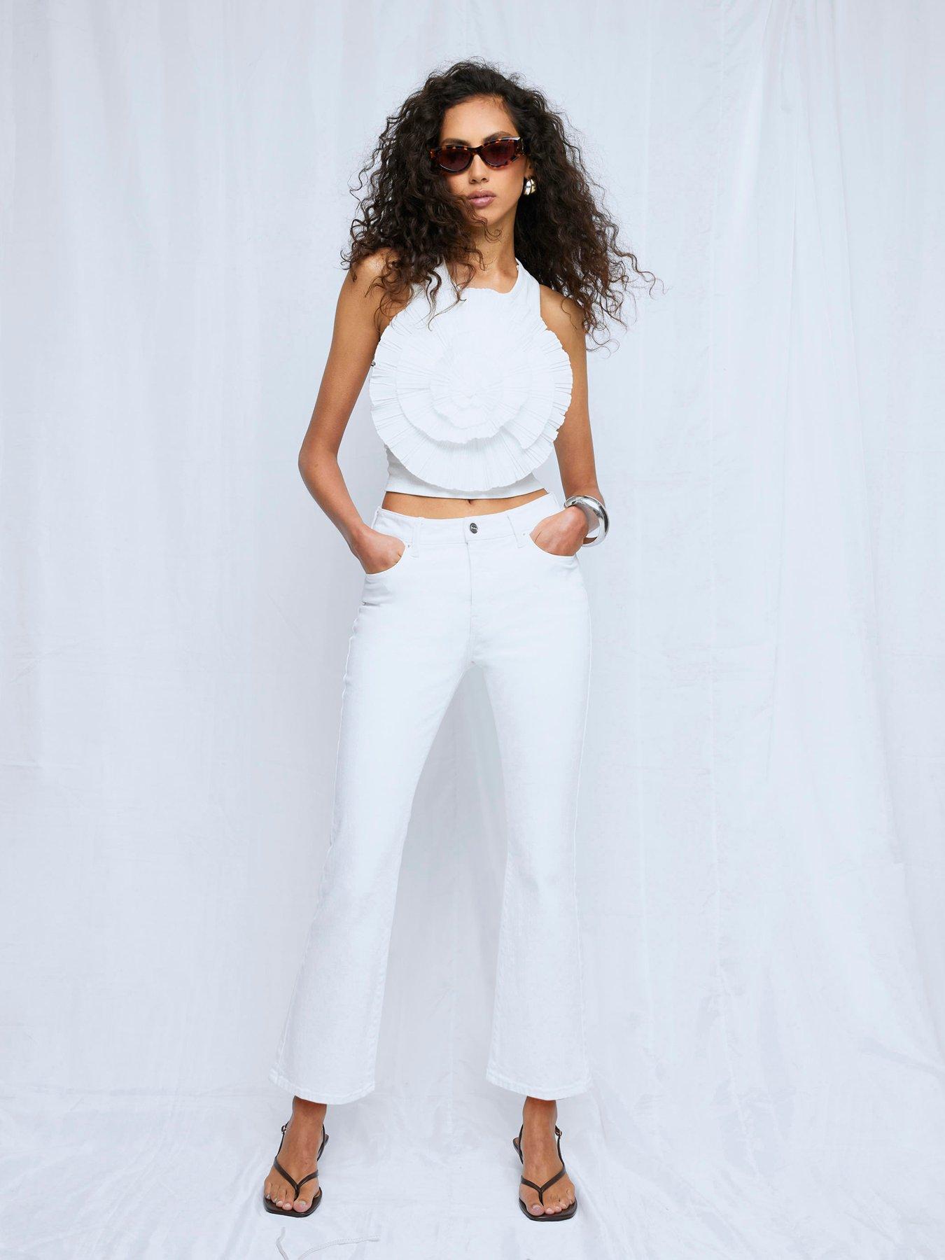 Image of River Island Crop Bootcut Jean - White