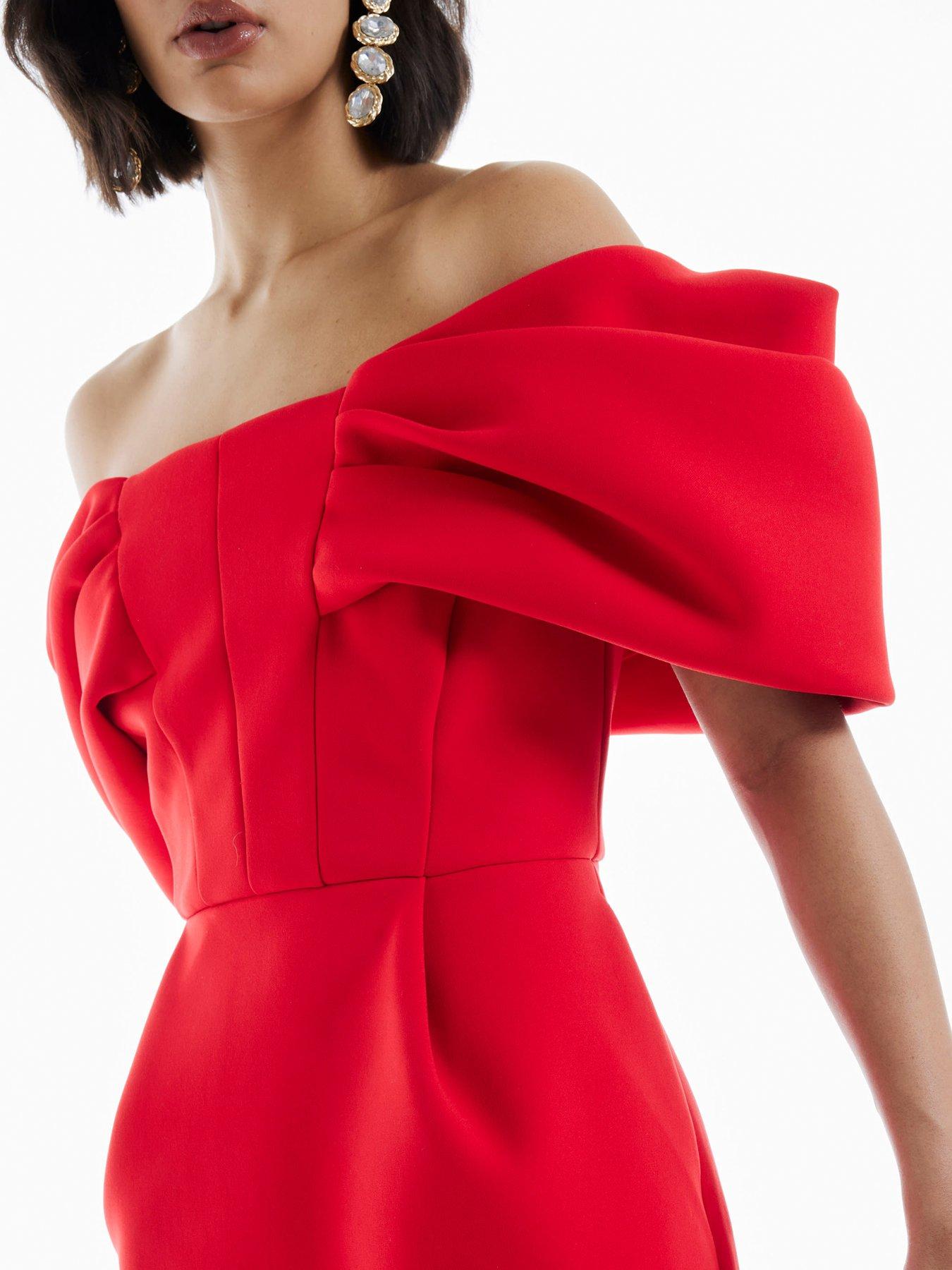 strapless open back dress Bowed In Love Red Bow Sleeve Mini Dress main image 0