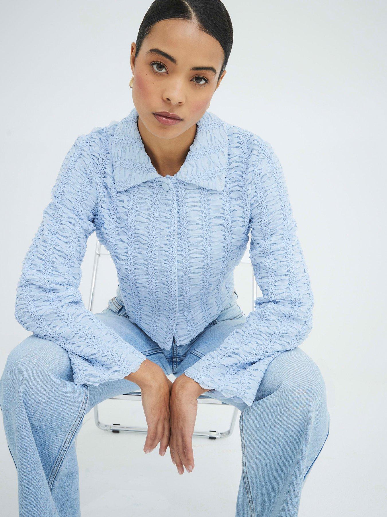 Image of River Island Texture Collar Jacket - Light Blue