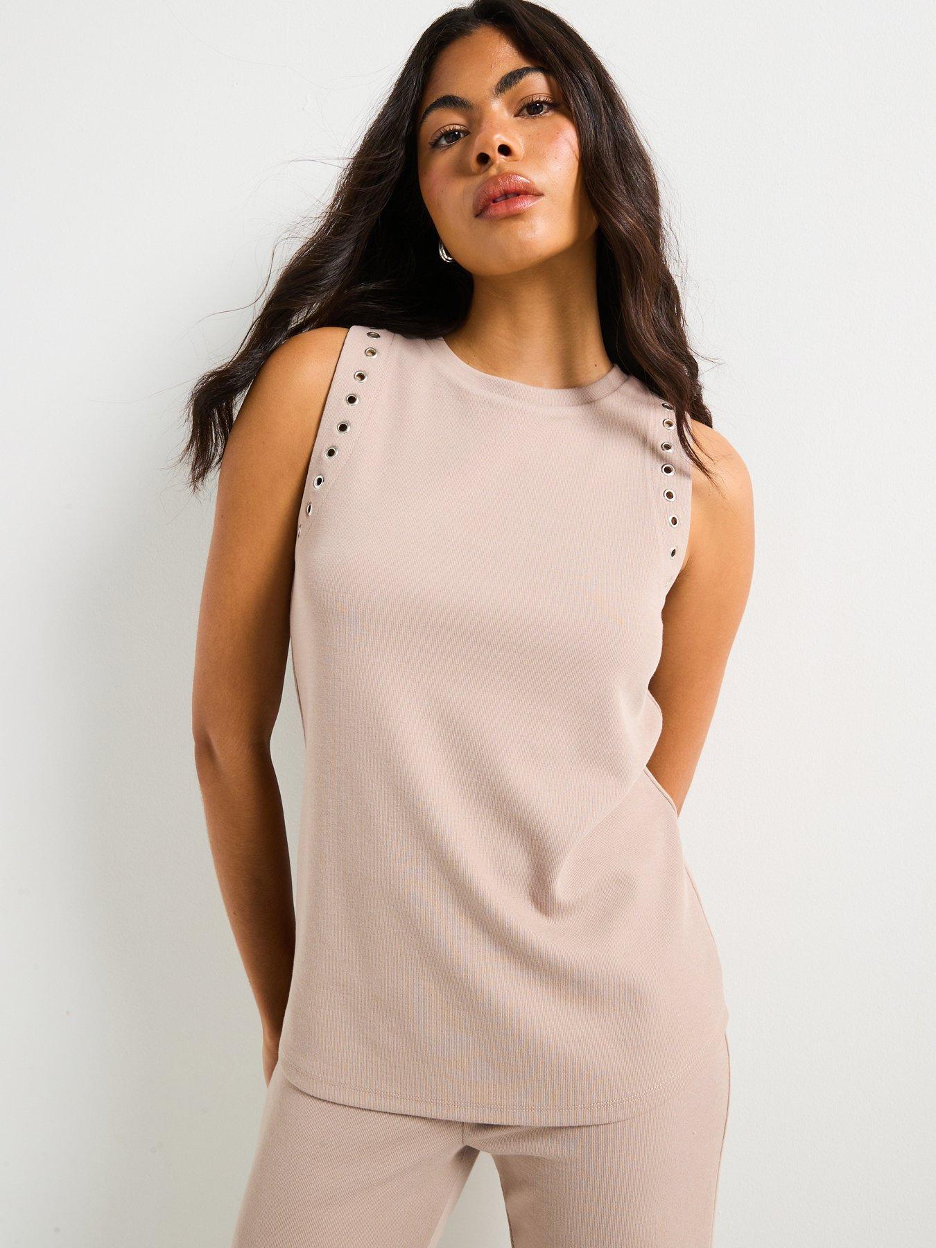 undefined Eyelet Detail Longline Vest Co-ord
