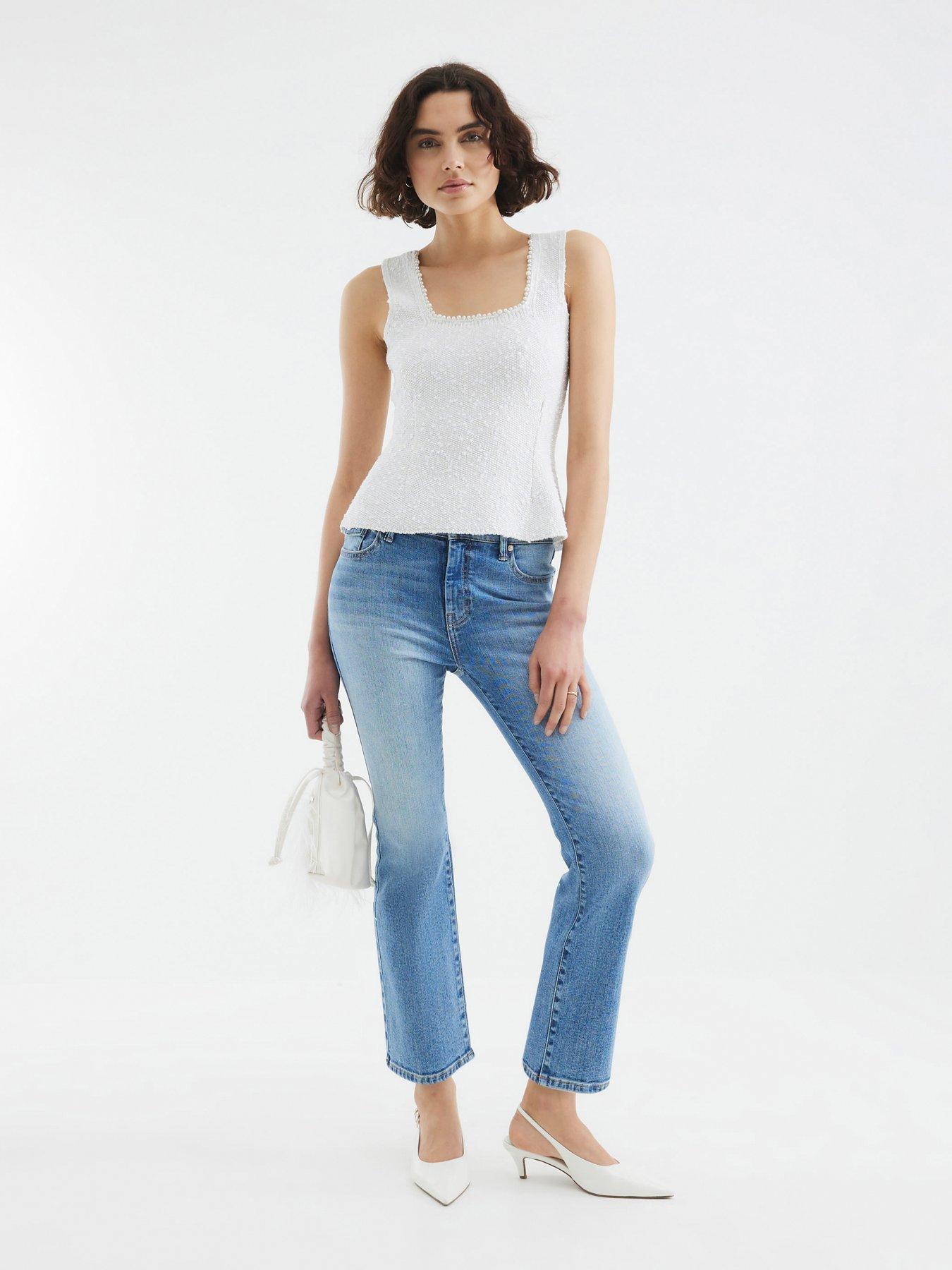 Image of River Island Houston Crop Bootcut  Denim Jean- Blue