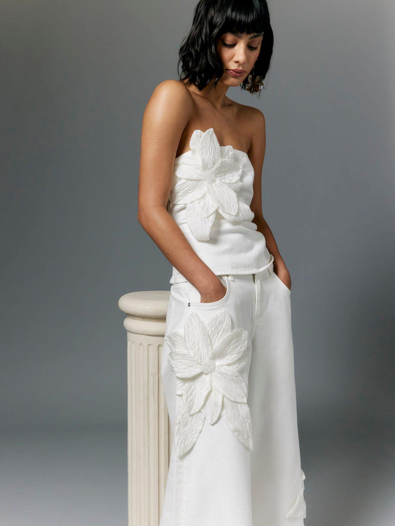 undefined Baggy Wide Leg Jean - White
