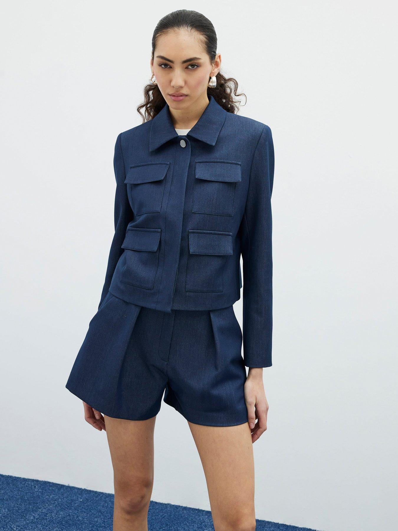 River Island Pan Collar Jacket - Blue
