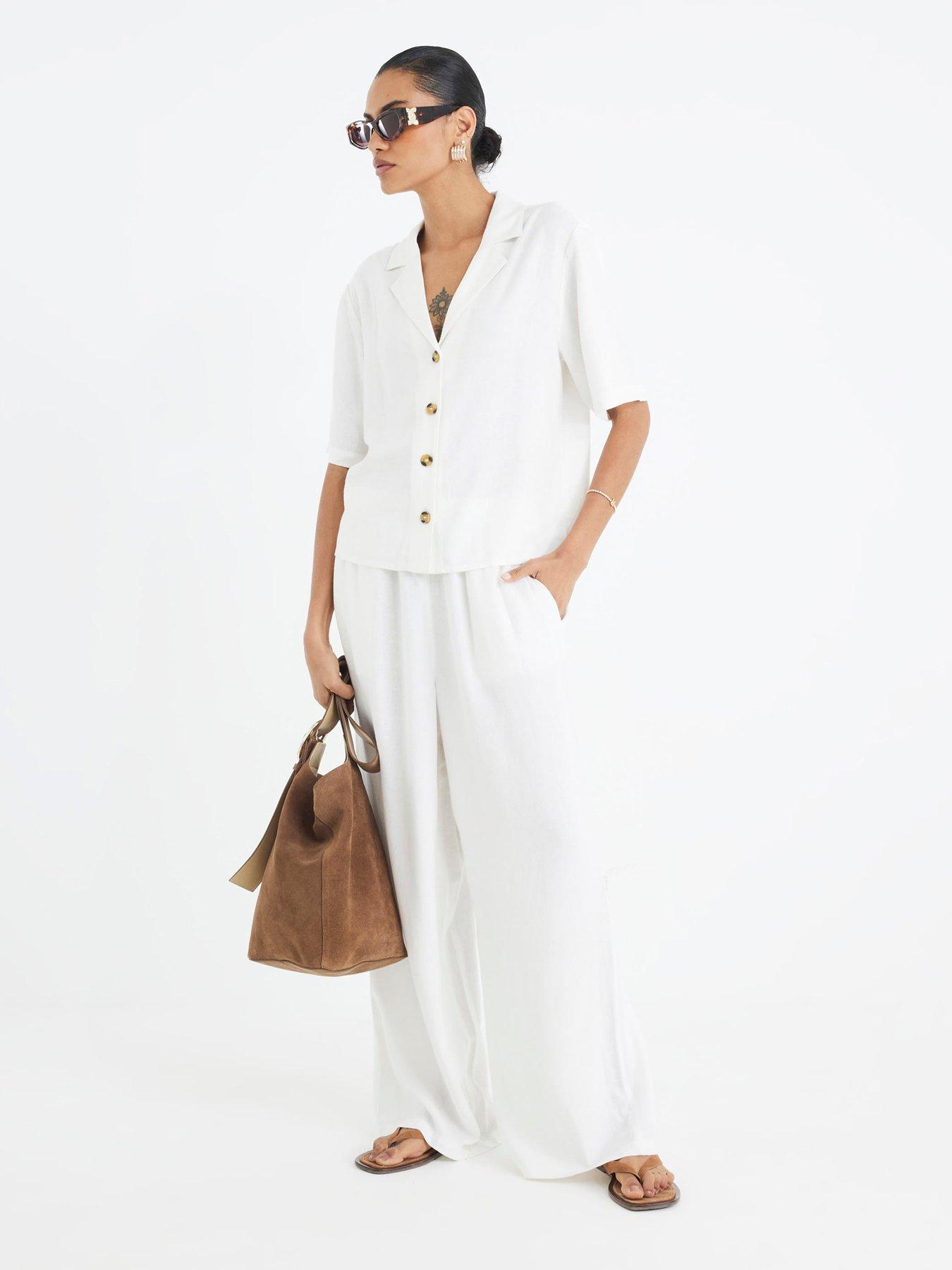 River Island Linen Trouser - White