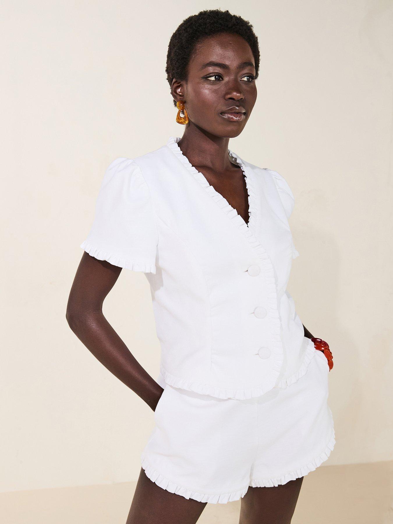 river-island-linen-ruffle-short-white