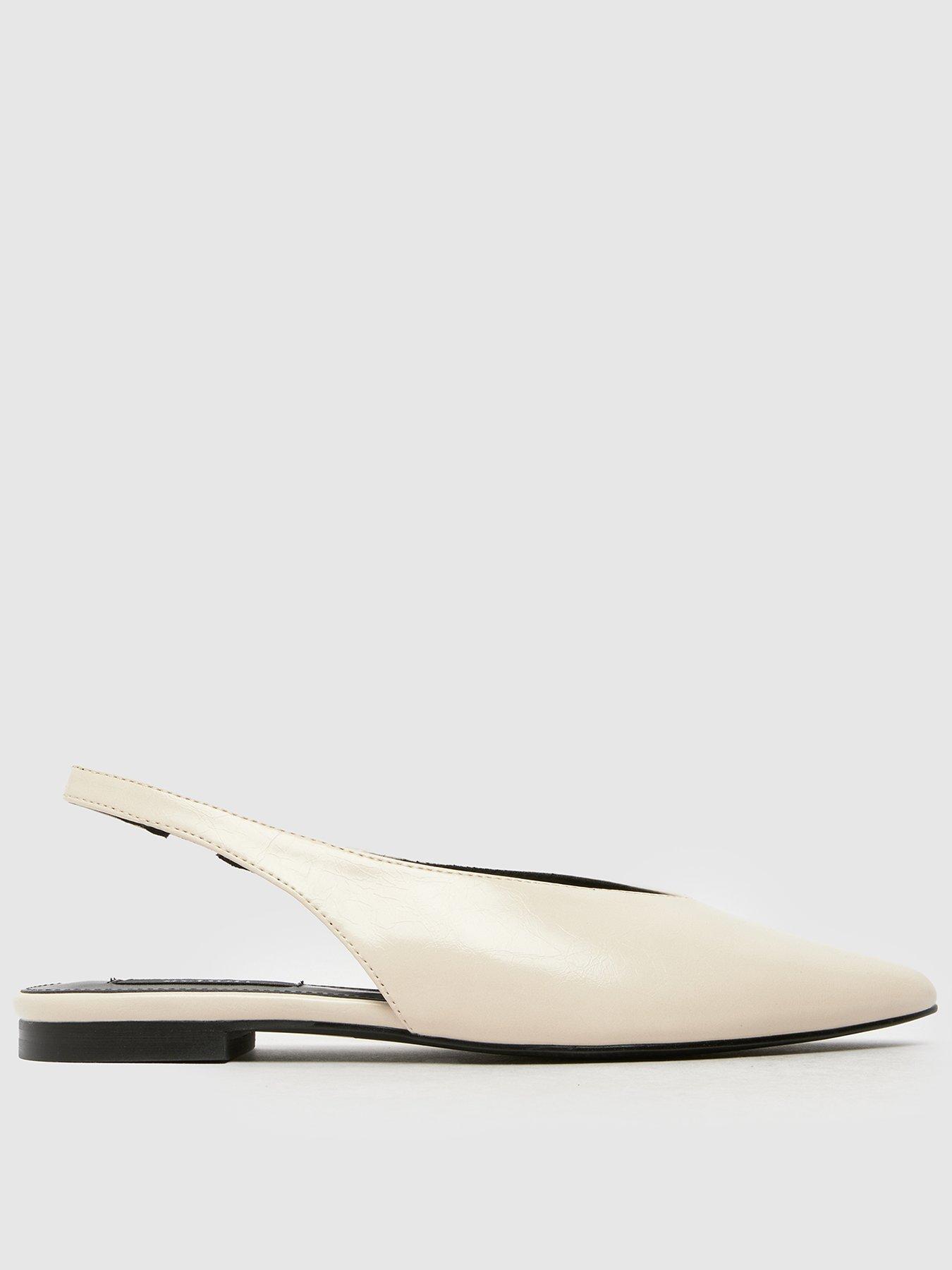 Image of SCHUH Lace Point Slingback Flat Shoes - White