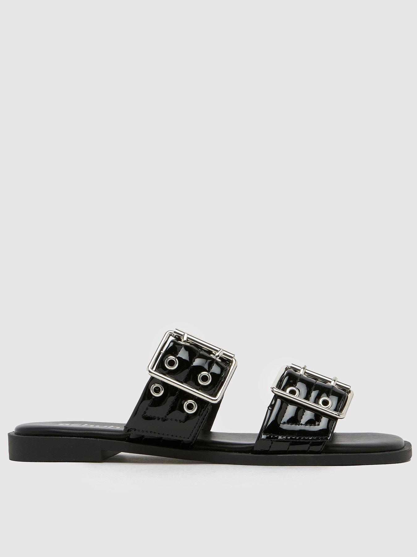 SCHUH Tenika Buckle Detail Sandals - Black
