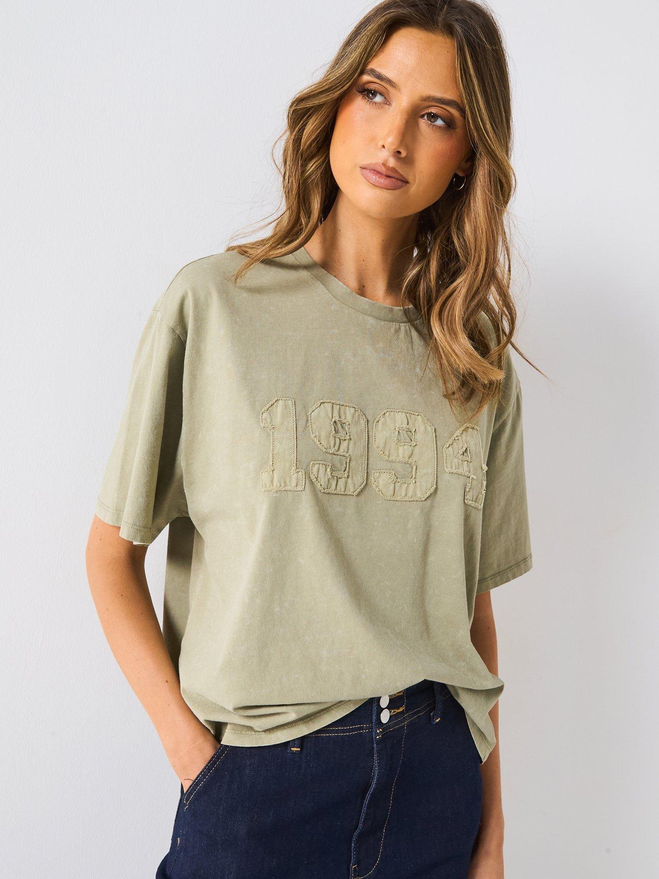 undefined Washed Look Applique T-Shirt - Green