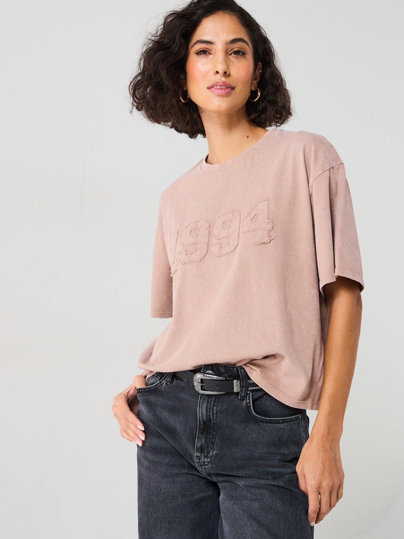 undefined Washed Look Applique T-shirt - Pink